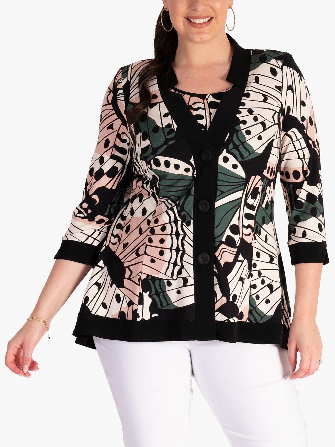 chesca Butterfly Print Jacket, Blush/Ivory