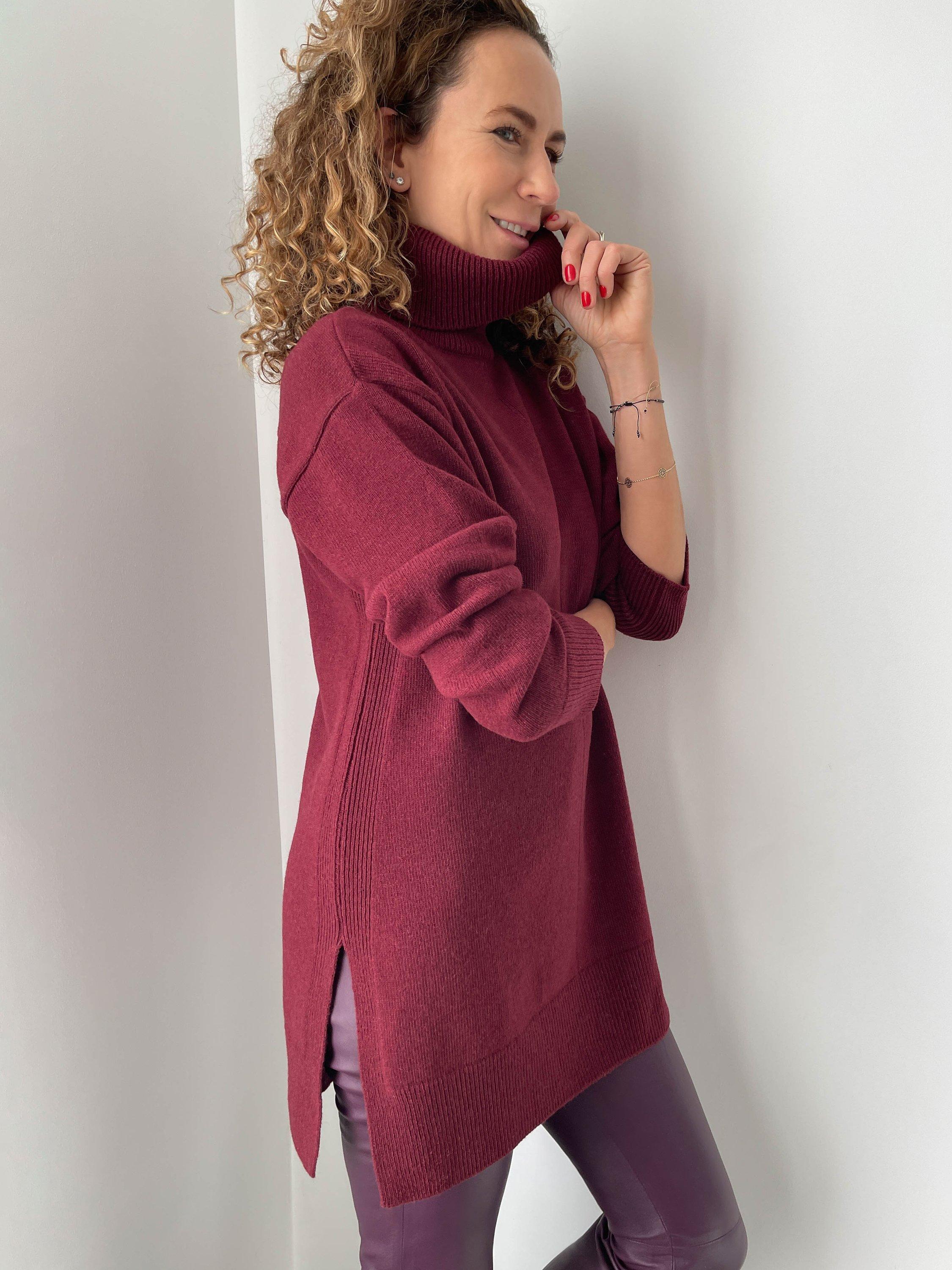 Baukjen Mackenzie Recycled Wool Blend Jumper, Dark Cherry