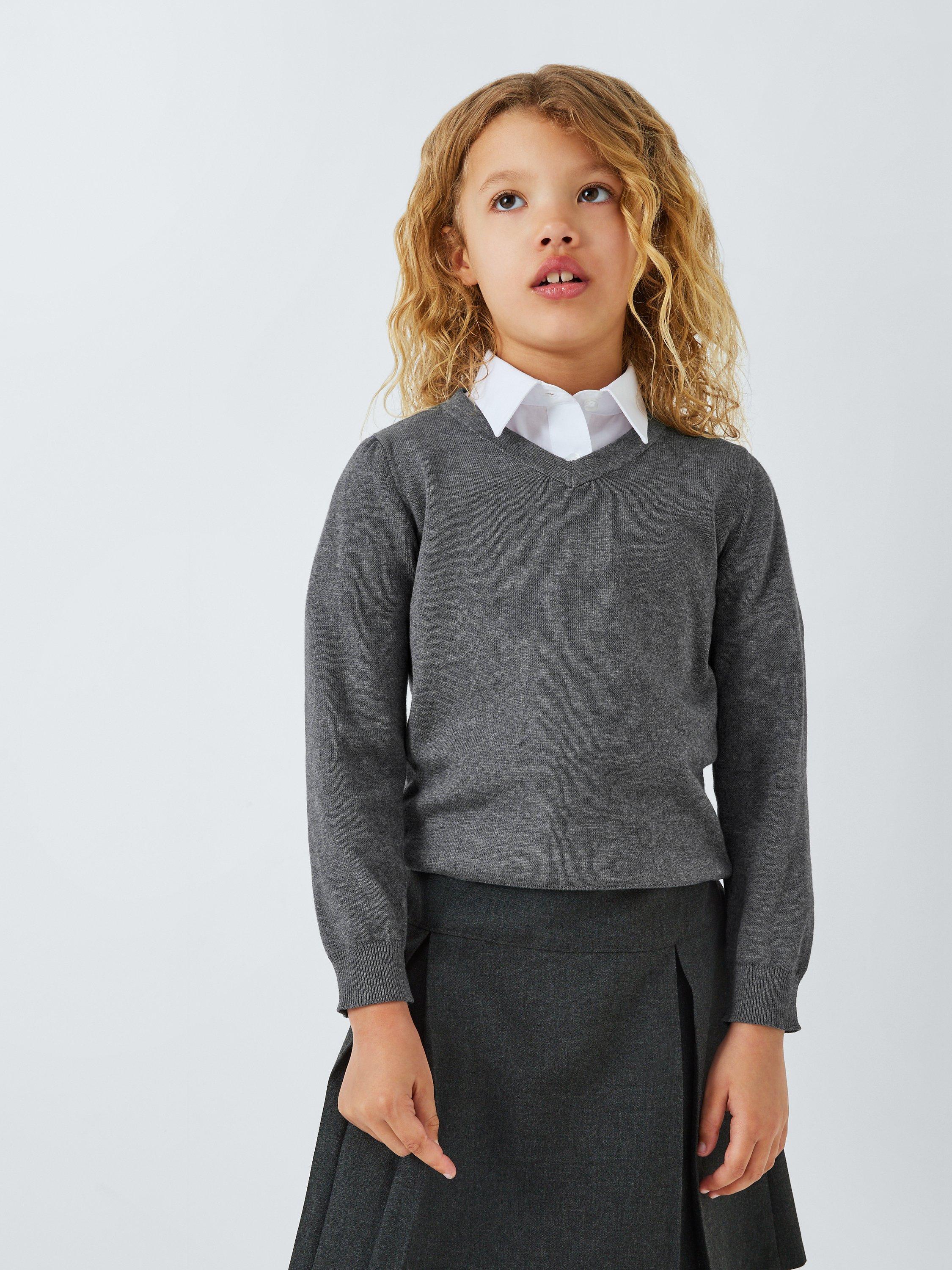 Product image 3 of 6, which shows John Lewis ANYDAY Unisex Cotton School Jumper, Pack of 2, Grey Charcoal, 38