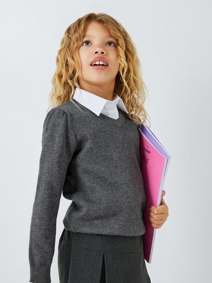 John Lewis Unisex Cotton School Jumper, Pack of 2 - view 2, Grey Charcoal