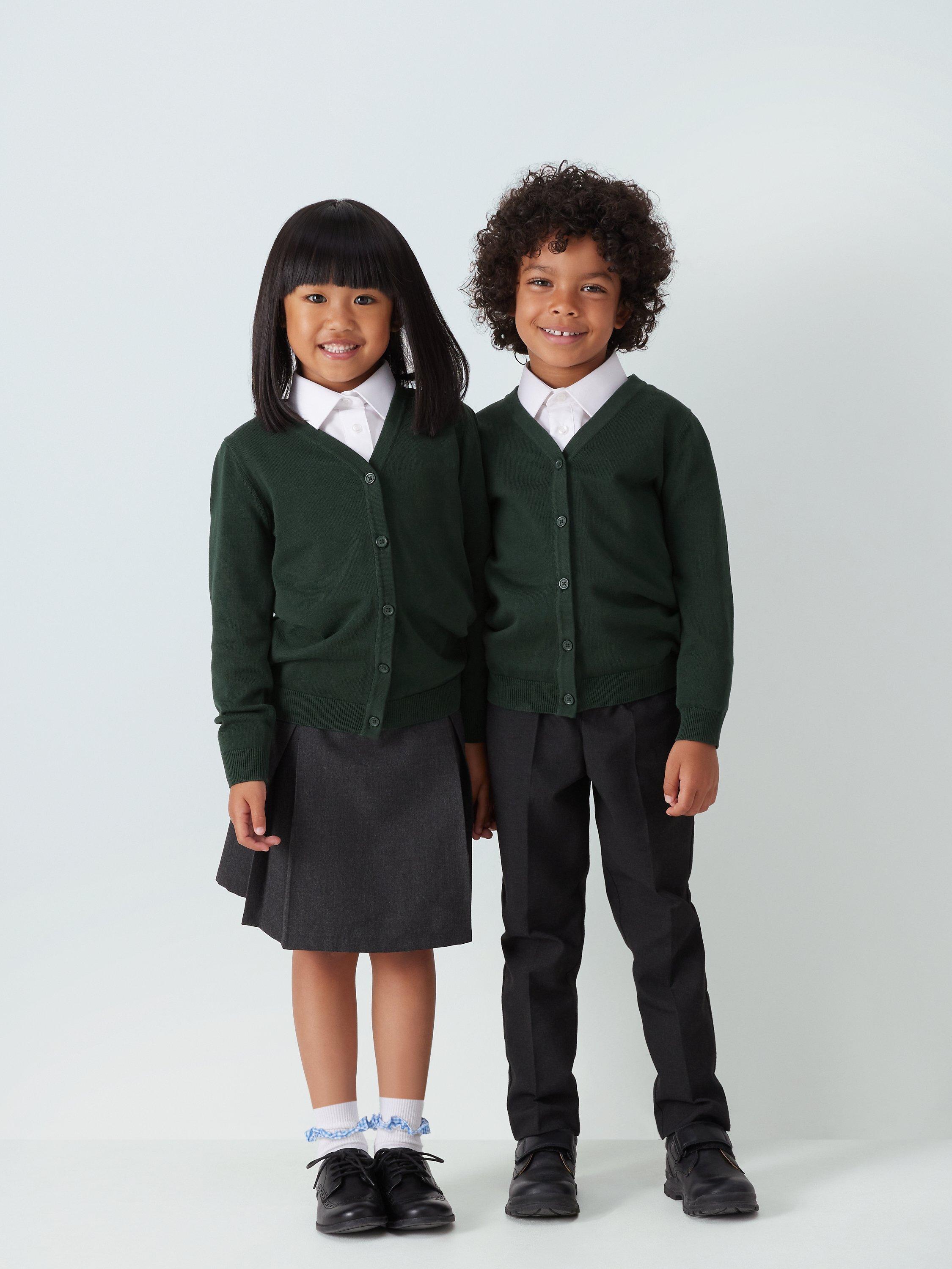 John Lewis ANYDAY Unisex Cotton School Cardigan, Pack of 2, Green Bottle