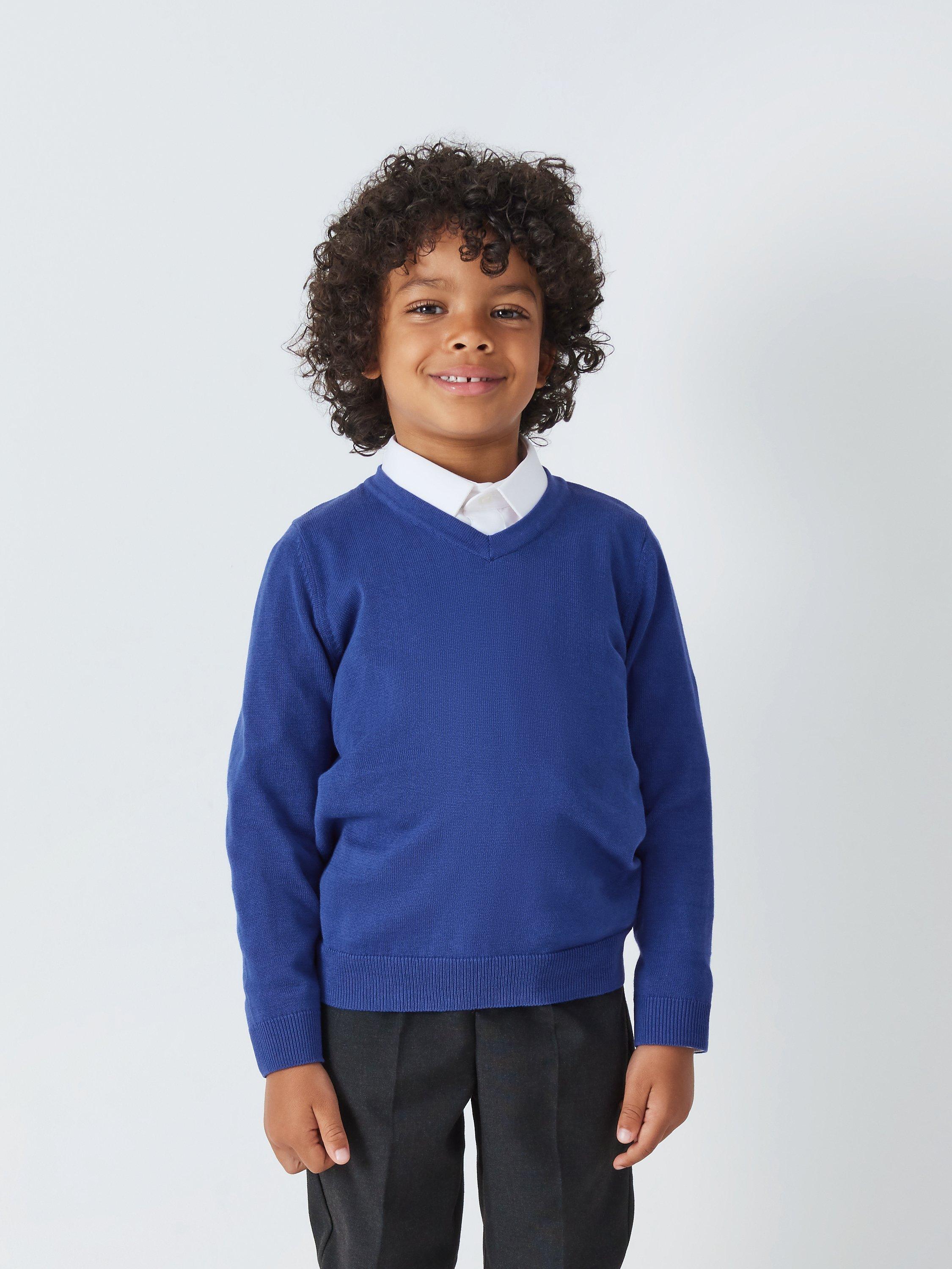 John Lewis ANYDAY Unisex Cotton School Jumper Pack of 2 Blue Royal 7 8 years