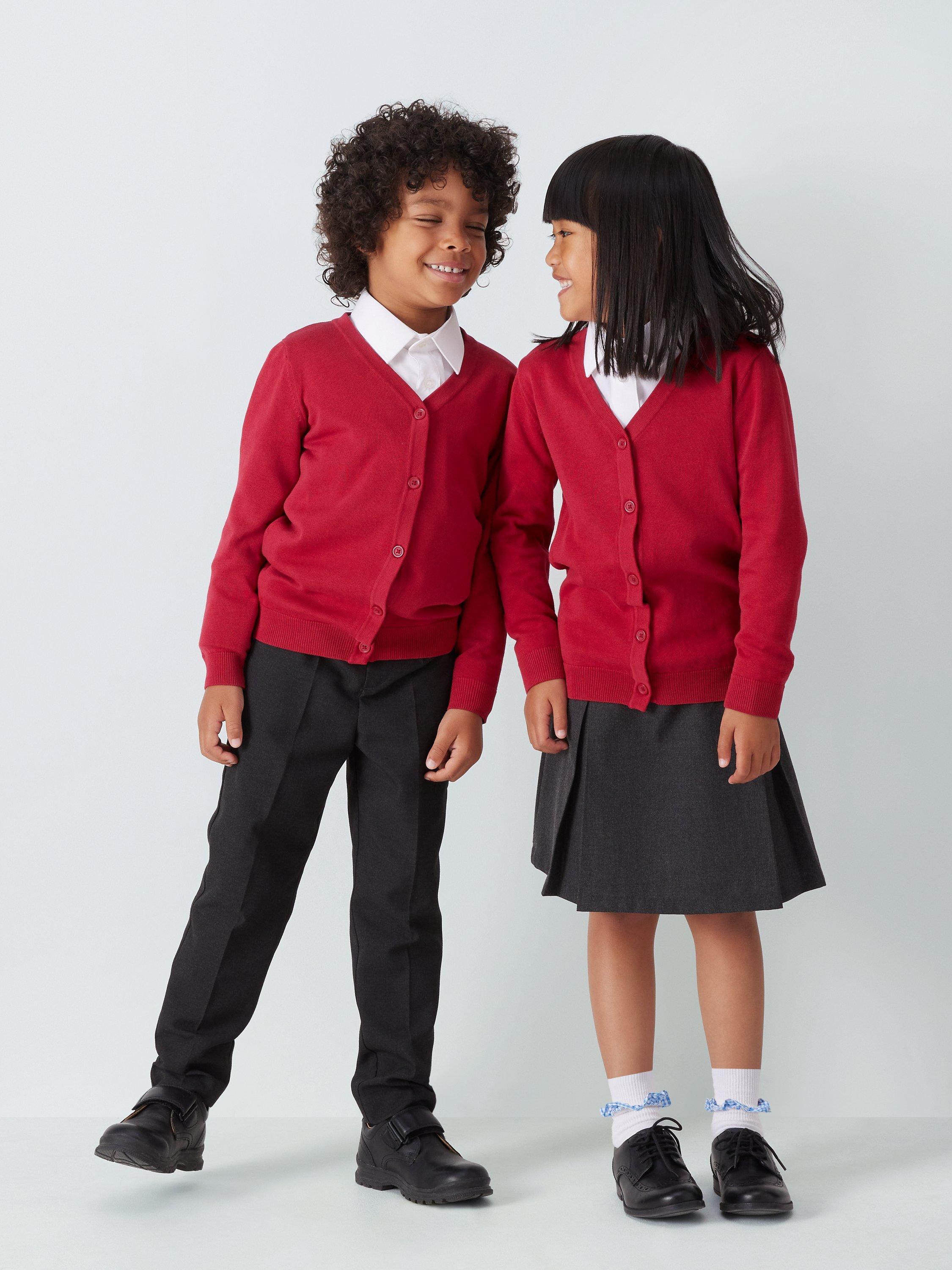 John Lewis ANYDAY Unisex Cotton School Cardigan Pack of 2 Red Bright