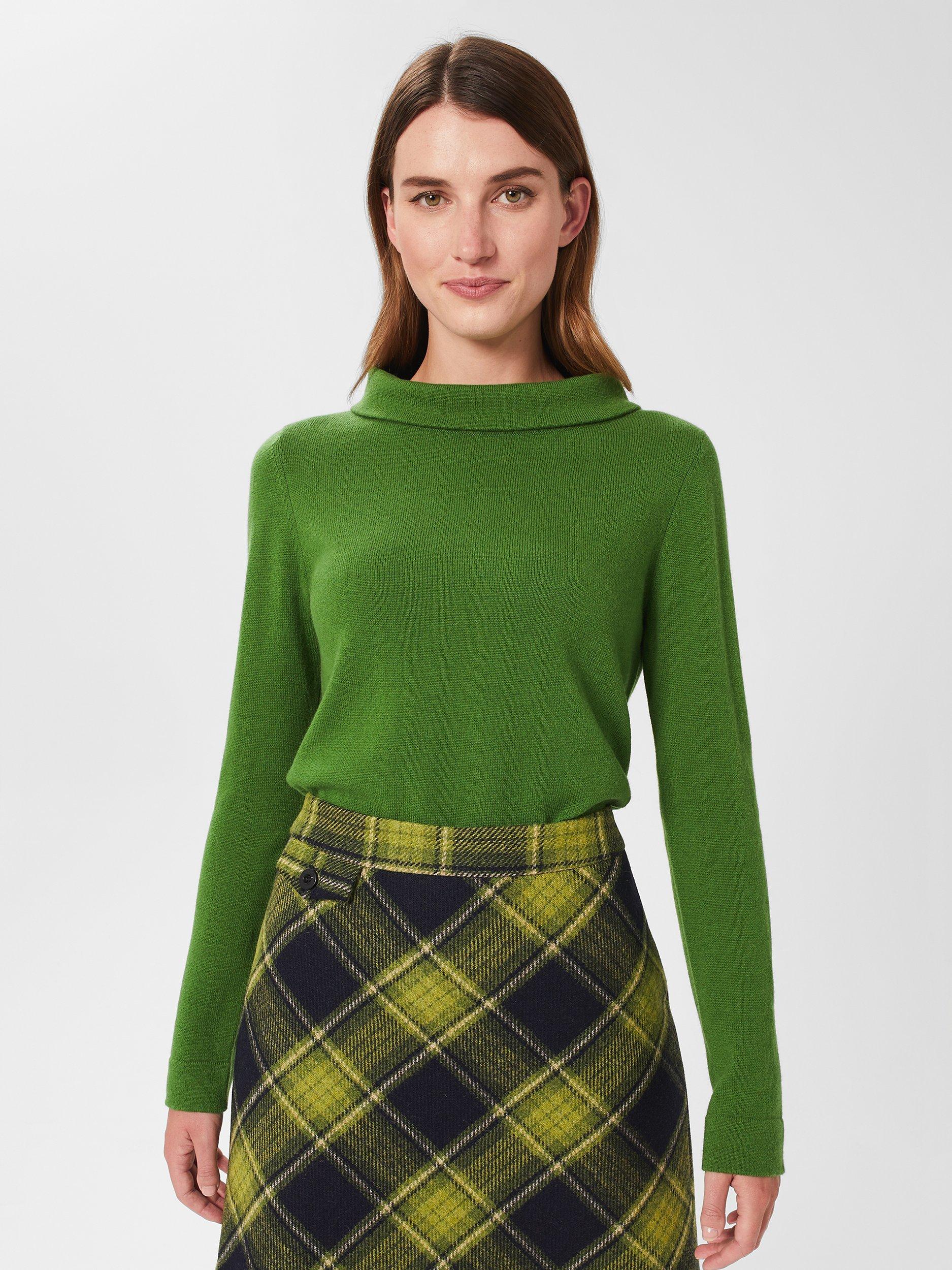 Hobbs Audrey Merino Wool Roll Neck Jumper, Emerald Green