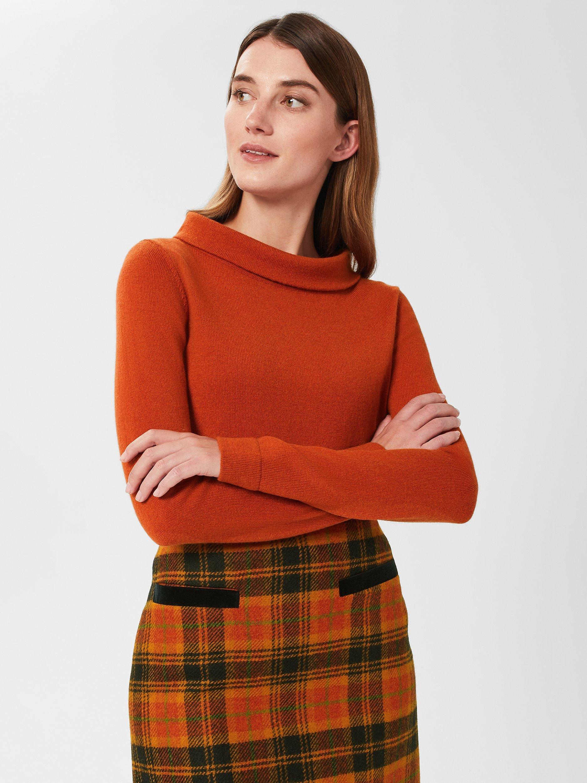 Hobbs Audrey Merino Wool Roll Neck Jumper, Burnt Orange