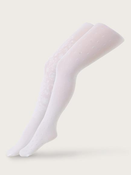 Monsoon Kids' Glitter Tights, Set of 2, Silver - view 2, Silver