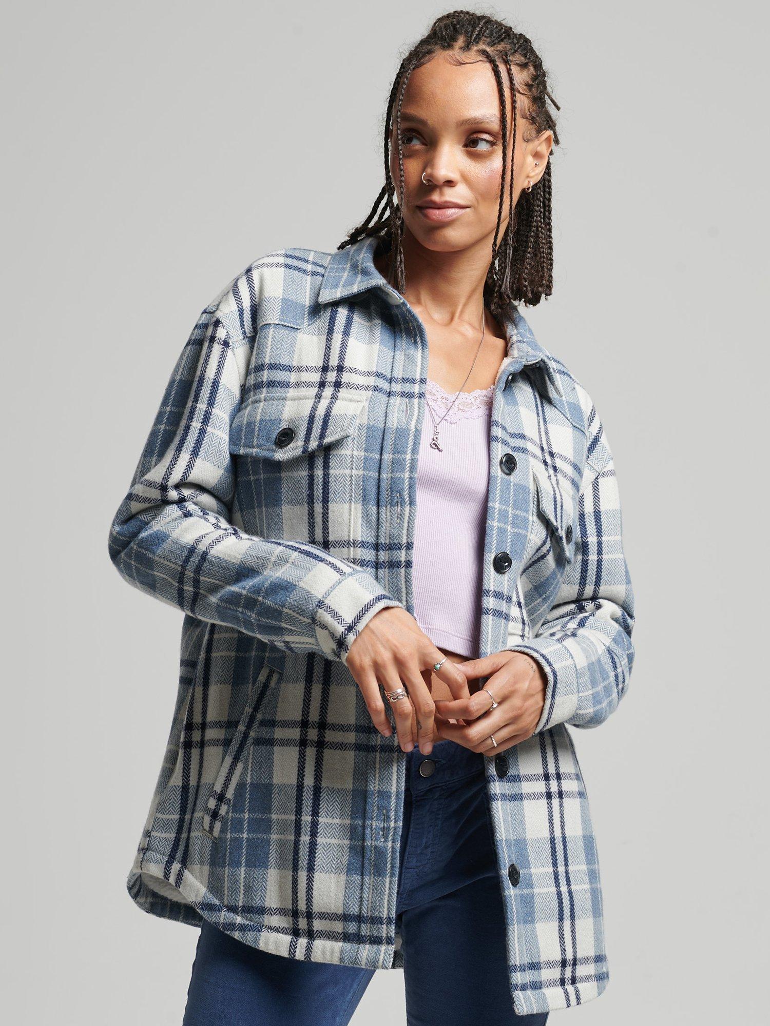 Superdry Borg Flannel Check Overshirt Ivory Check