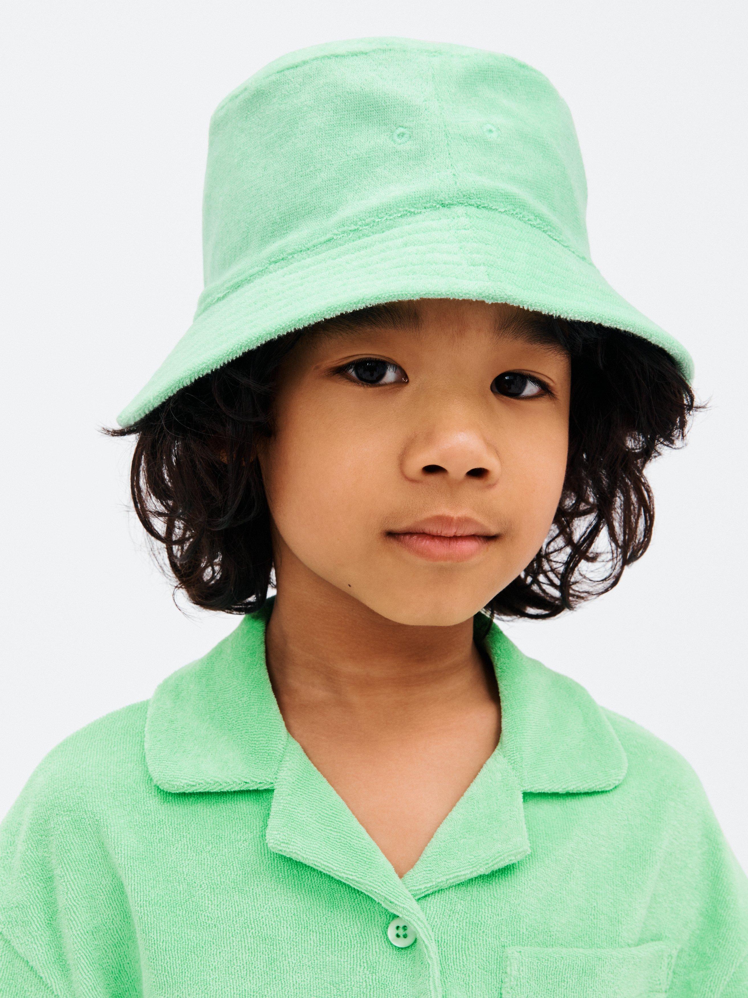 John Lewis ANYDAY Kids' Towel Bucket Hat, Green