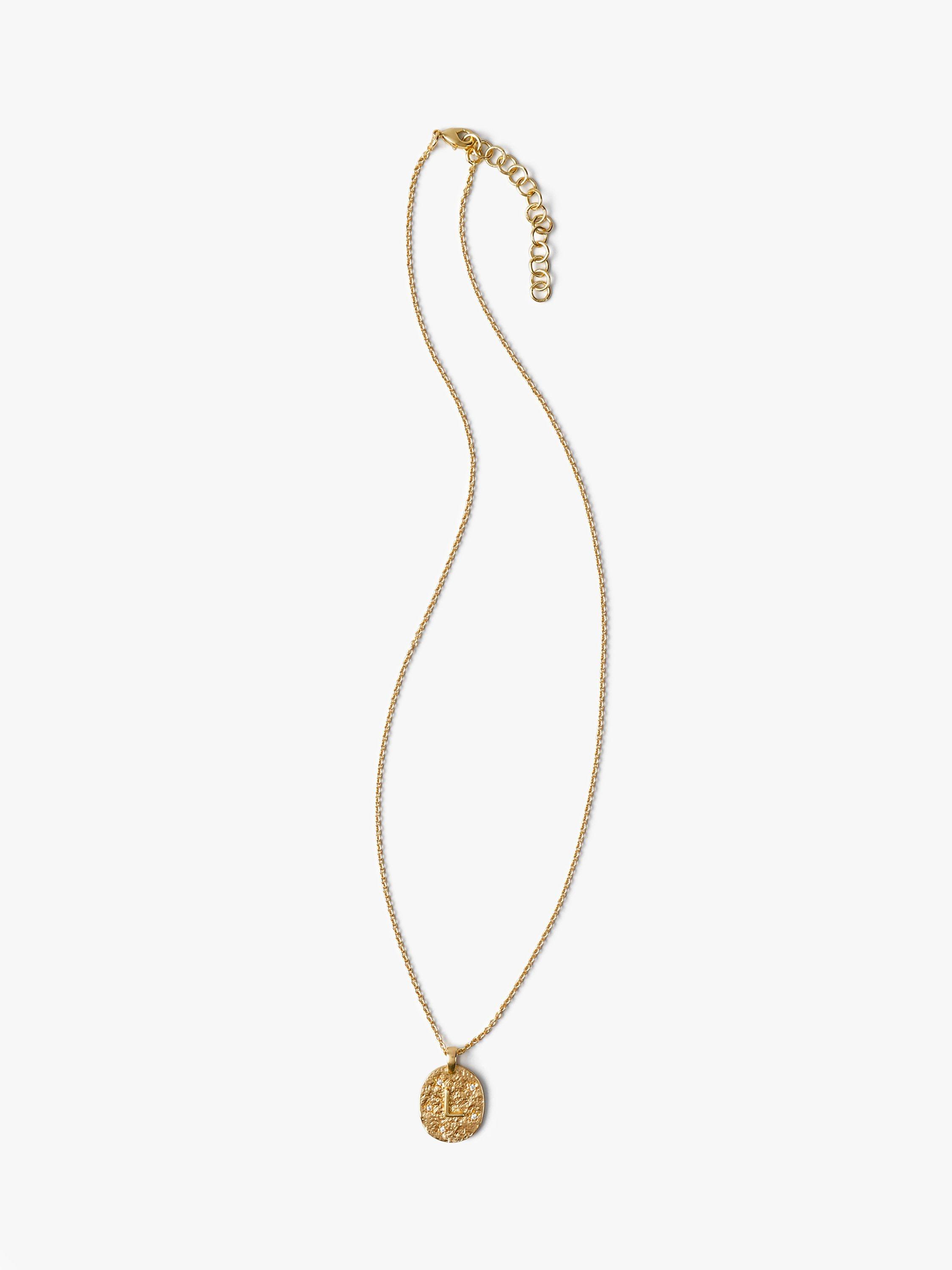 HUSH Cliara Initial Pendant Necklace, Gold, J