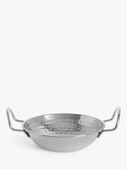 John Lewis Hammered Stainless Steel Balti Dish, Silver, Silver