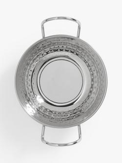 John Lewis Hammered Stainless Steel Balti Dish, Silver - view 2, Silver