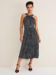 Phase Eight Elsie Spot Print Belted Dress, Navy/Ivory