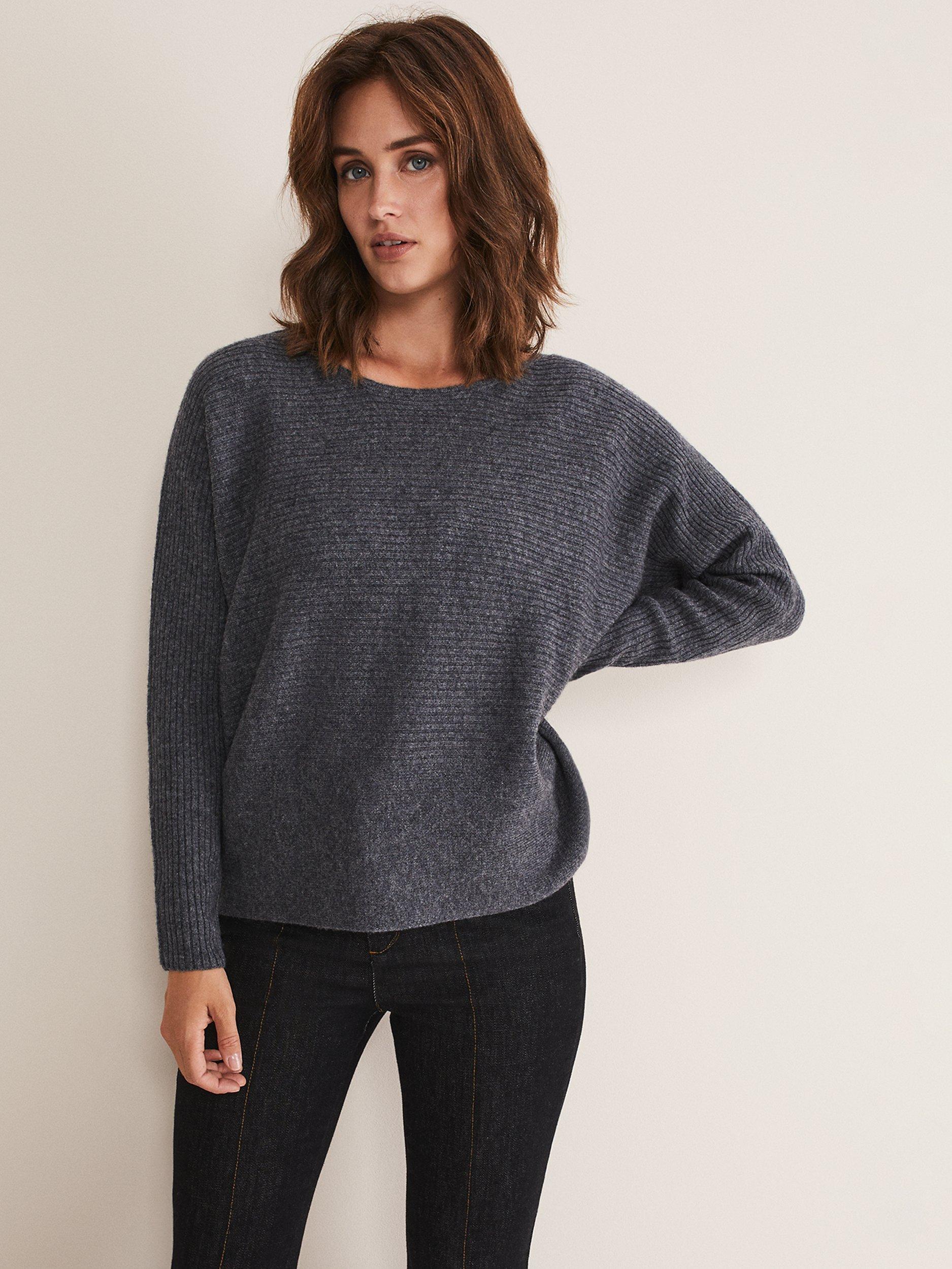 Phase Eight Isabella Cashmere Blend Jumper, Charcoal, L