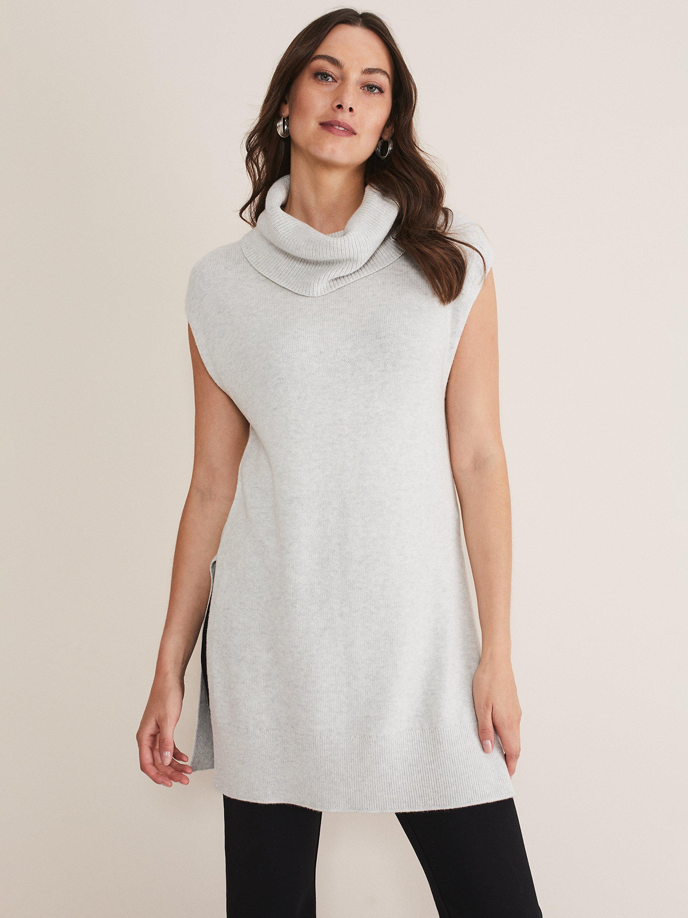 Phase Eight Kysa Knitted Tunic Top, Silver Grey