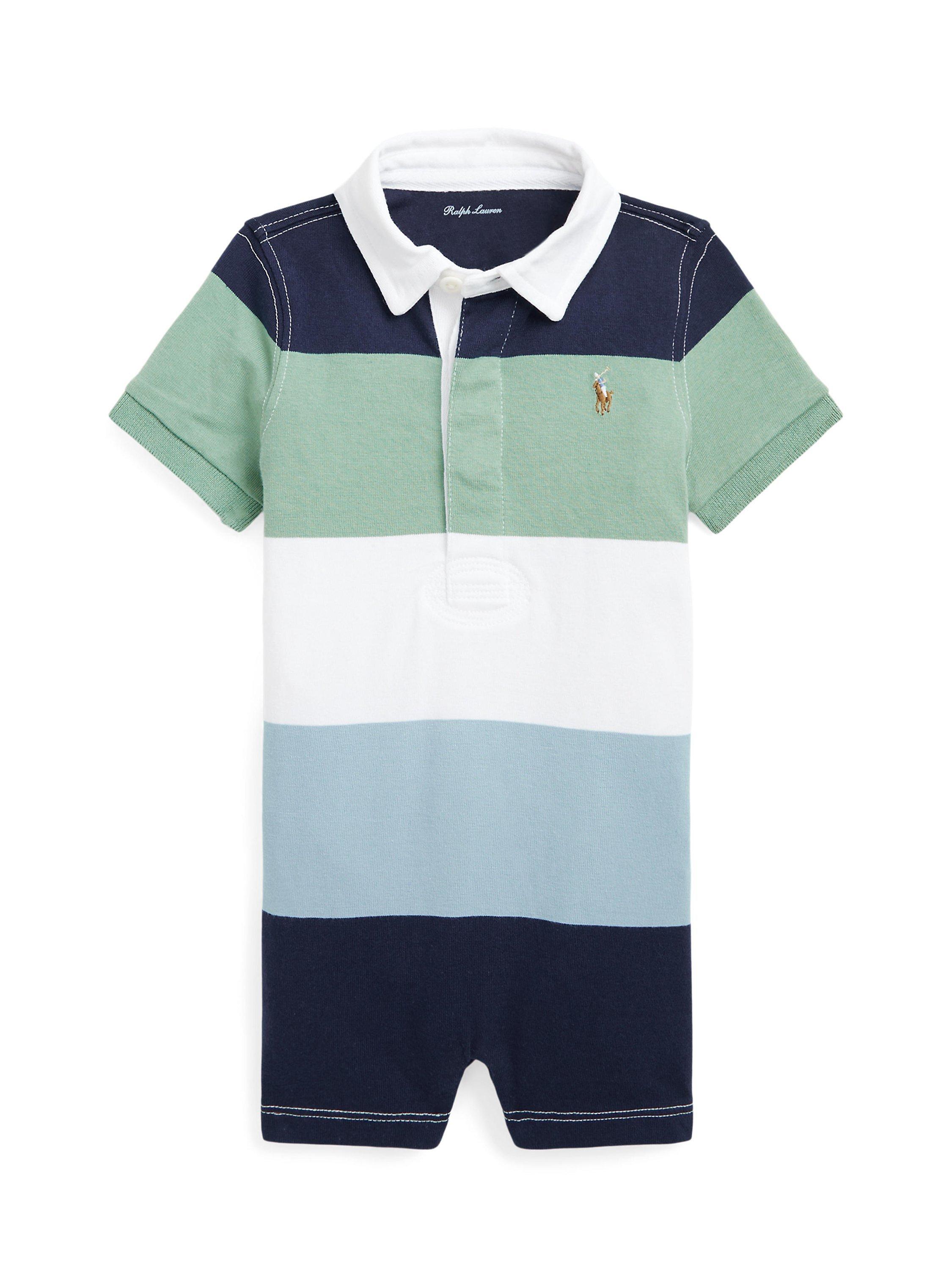 Ralph Lauren Baby Bar Stripe Rugby Shortall Romper, Multi