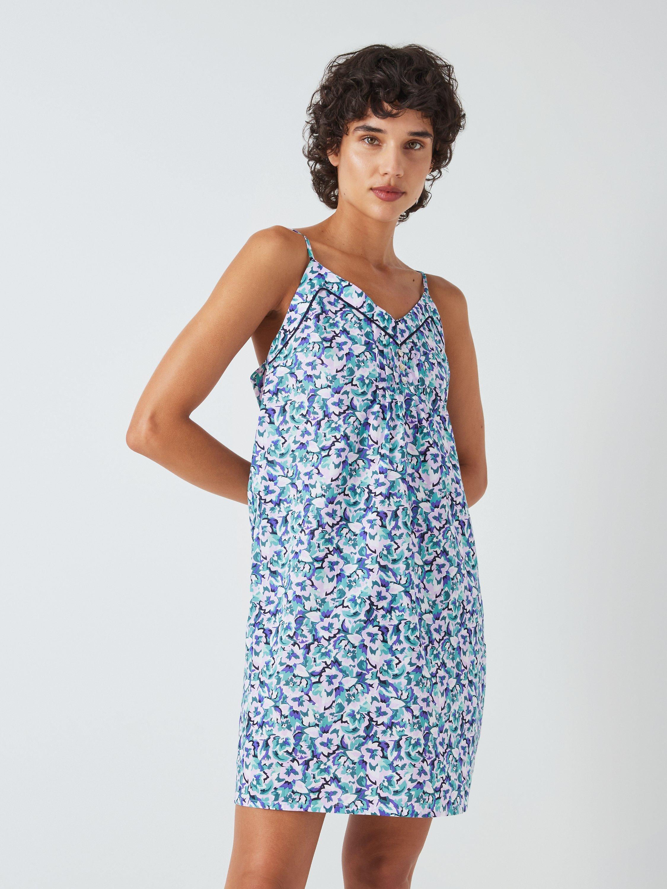 John Lewis Lillie Floral Chemise, Navy/Lilac