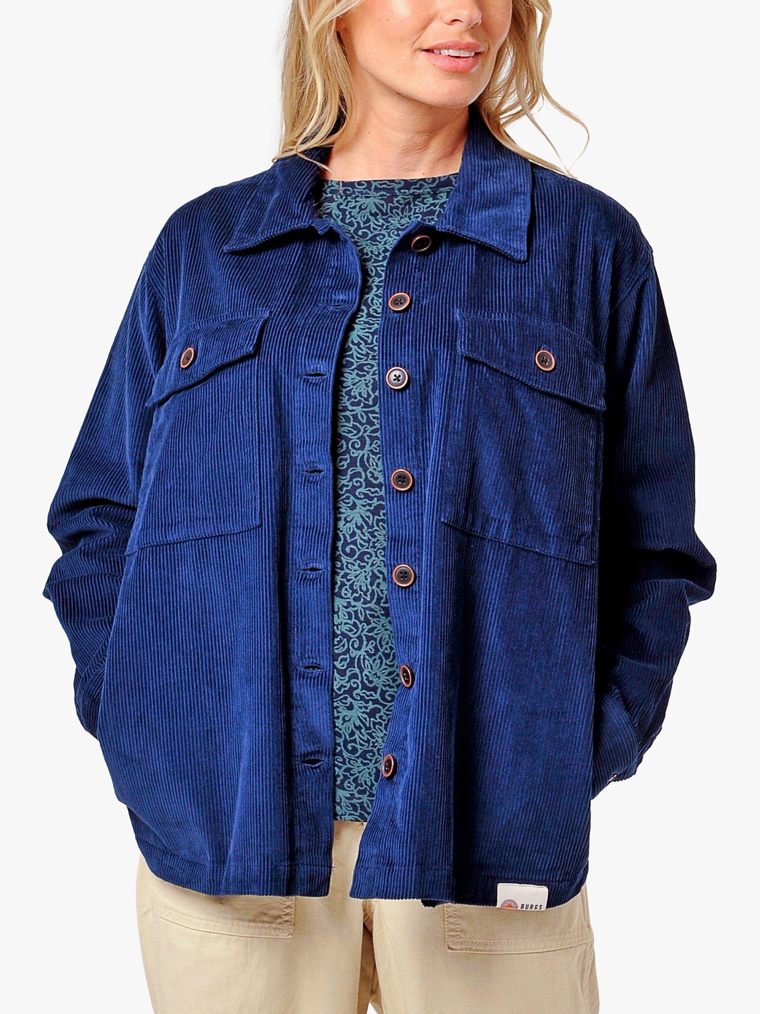 Burgs Budleigh Overshirt Cotton Corduroy Jacket, Midnight Navy