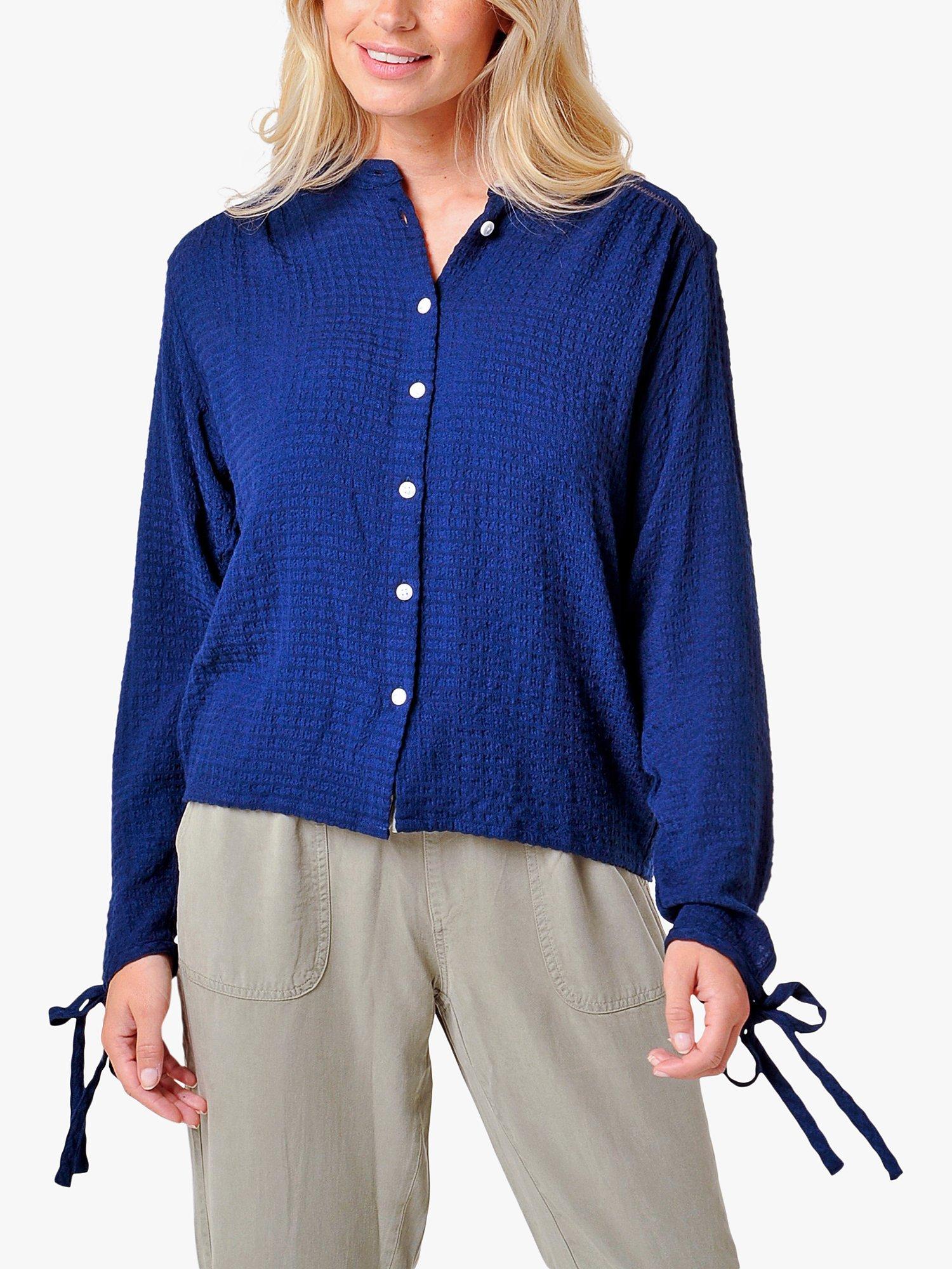 Burgs Bow Textured Blouse, Midnight Navy