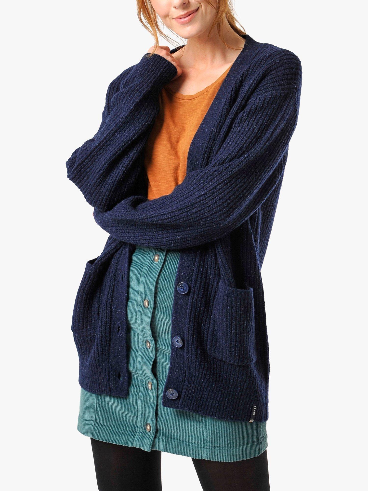 Burgs Witheridge Rib Cardigan, Midnight Navy, 12
