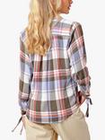 Burgs Bow Textured Check Blouse, Deep Olive Green