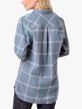 Burgs Check Curved Hem Cotton Shirt, Teal Green