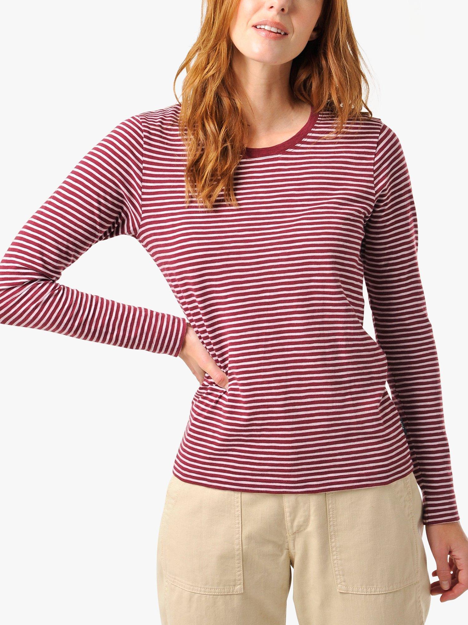 Burgs Austell Stripe Cotton Top, Plum Pink