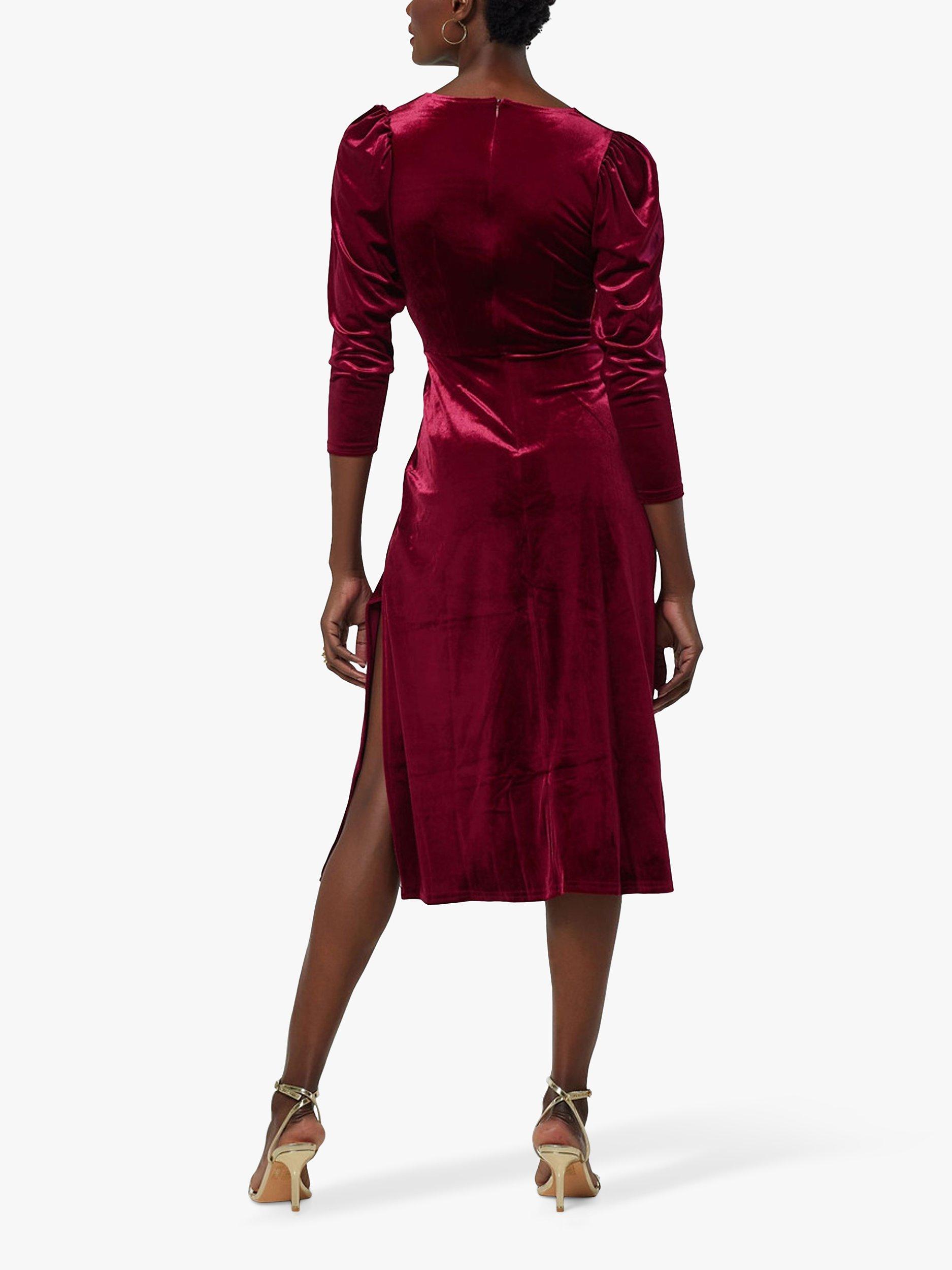 Product image 4 of 4, which shows Closet London Velvet Wrap A-Line Dress, Maroon, 8