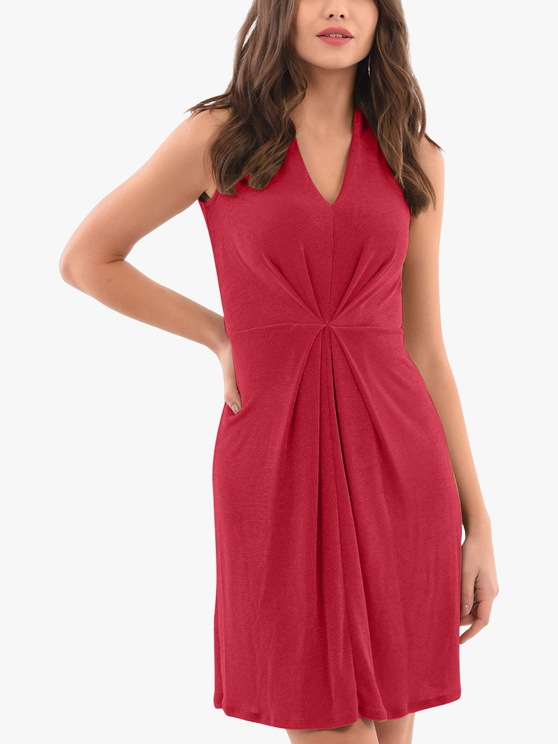 Product image 1 of 4, which shows Closet London Centre Pleat A-Line Mini Dress, Red, 12