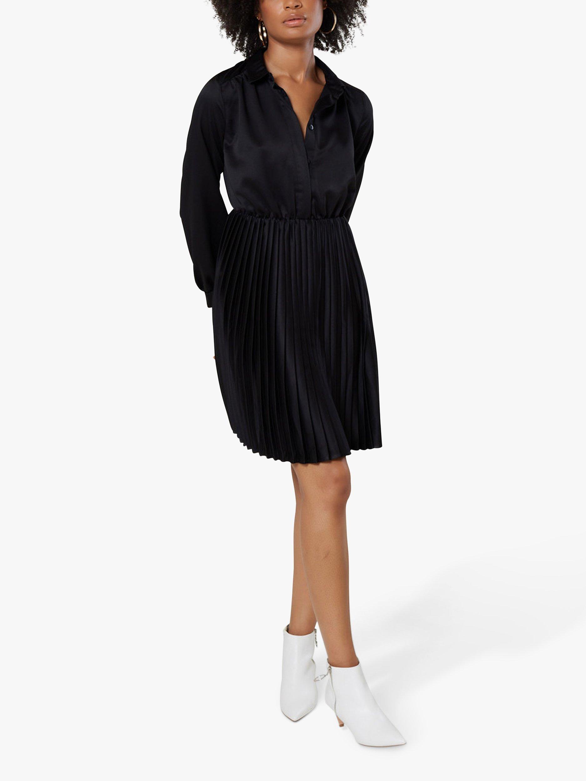 Closet London Pleated Shirt Mini Dress, Black