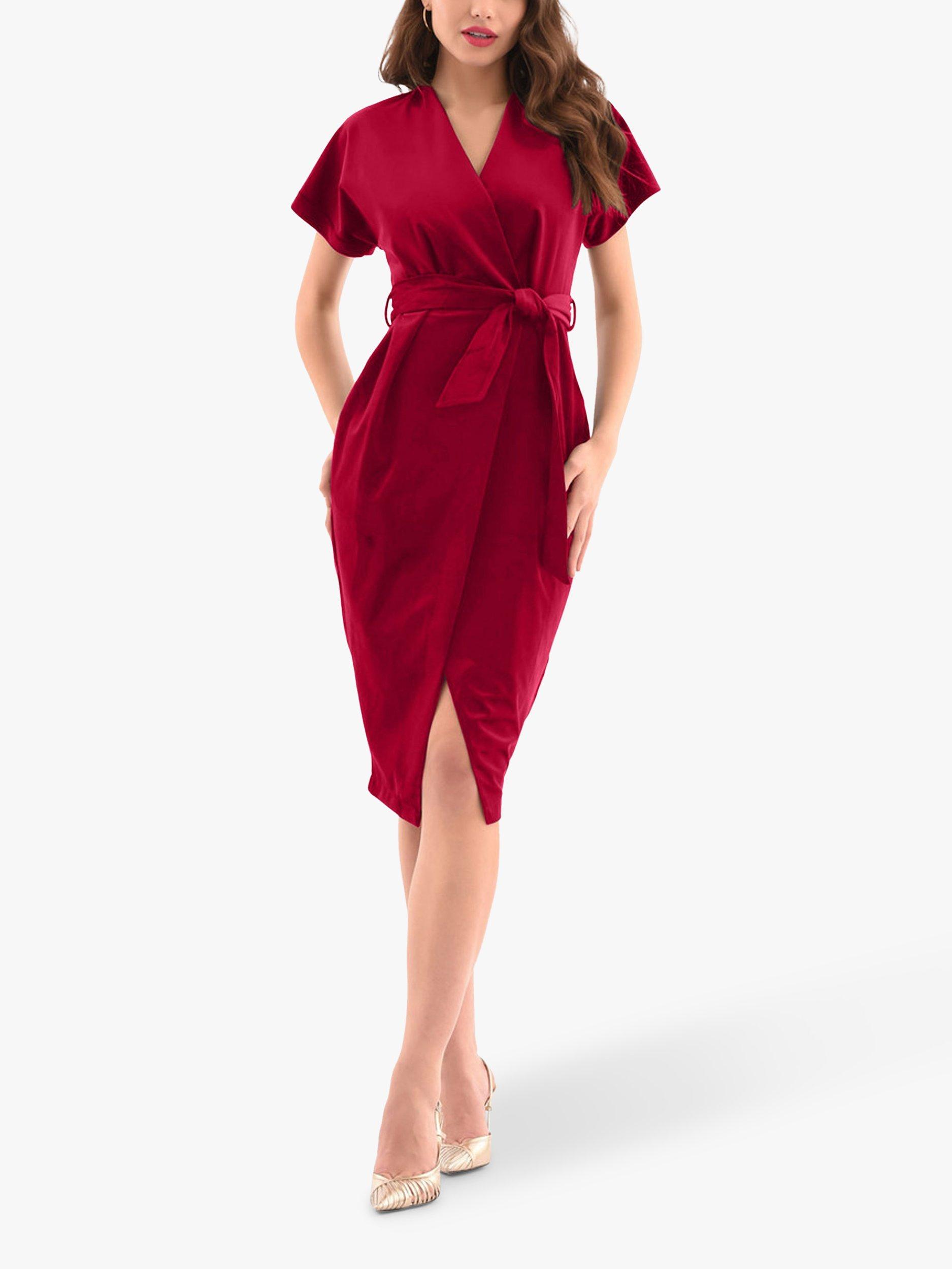 Closet London Wrap Midi Dress, Red