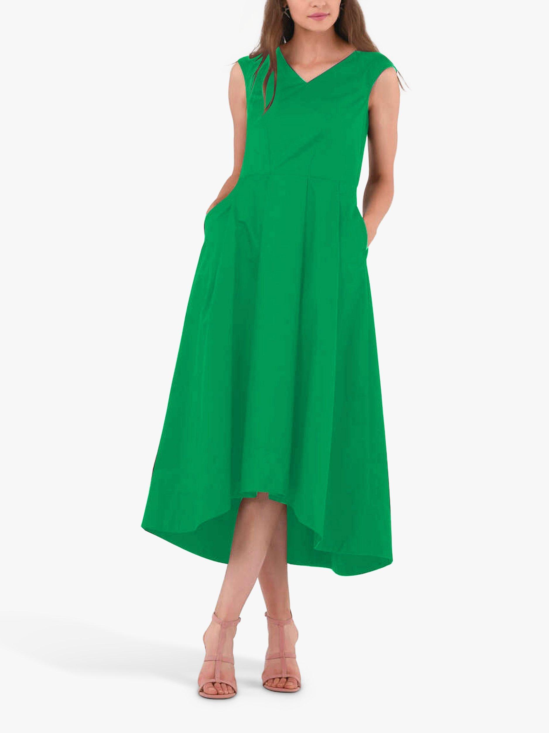 Closet London Dip Hem Pleated Midi Dress, Green, 8