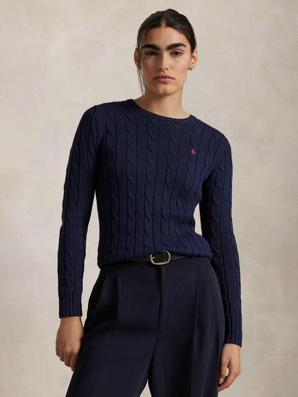 Polo Ralph Lauren Julianna Cable Knit Jumper, Hunter Navy