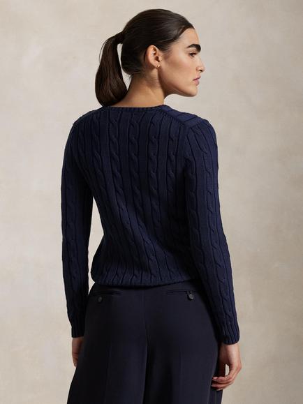 Polo Ralph Lauren Julianna Cable Knit Jumper - view 2, Hunter Navy