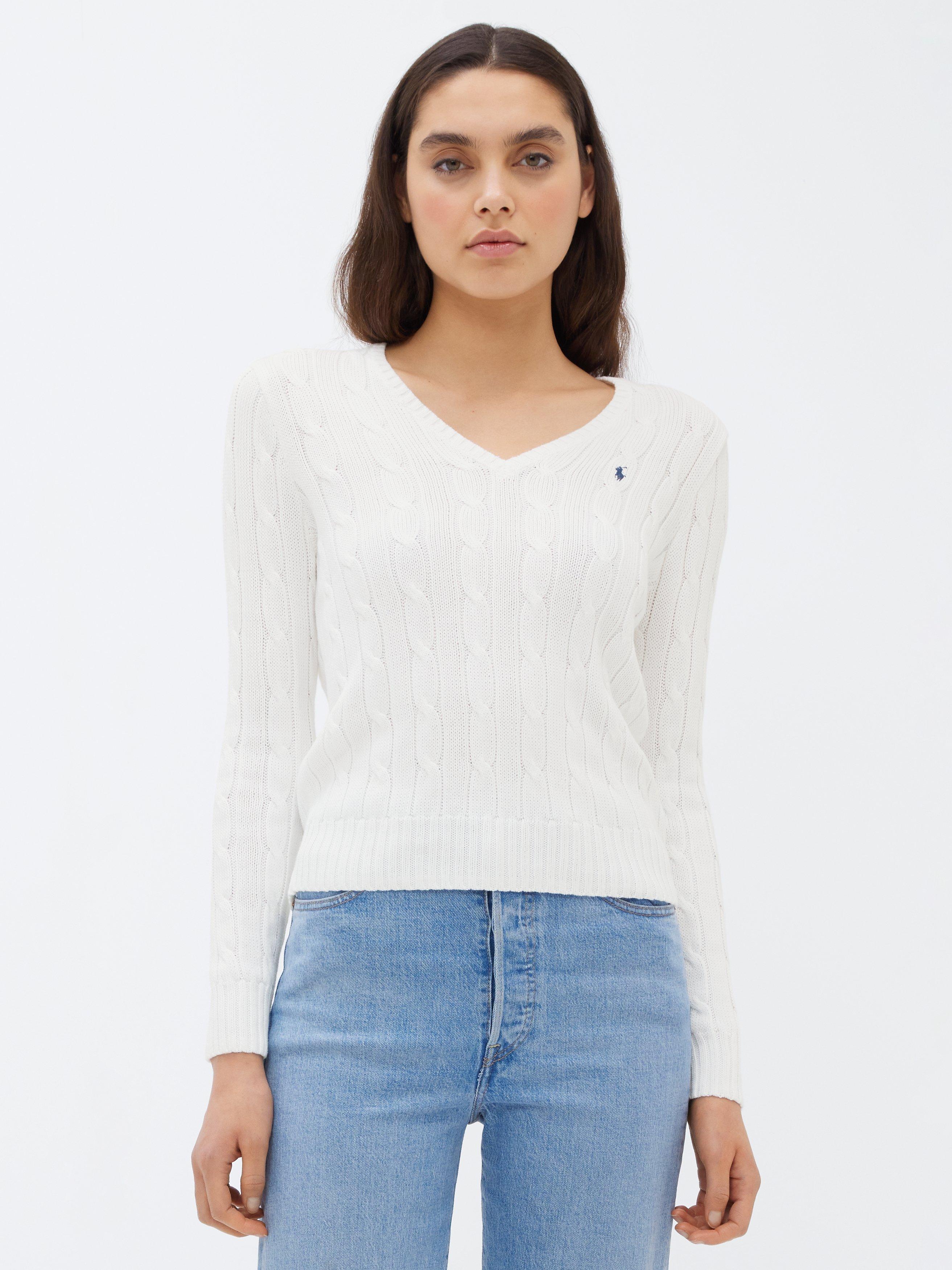 Ralph Lauren white selling cable knit pullover sweater