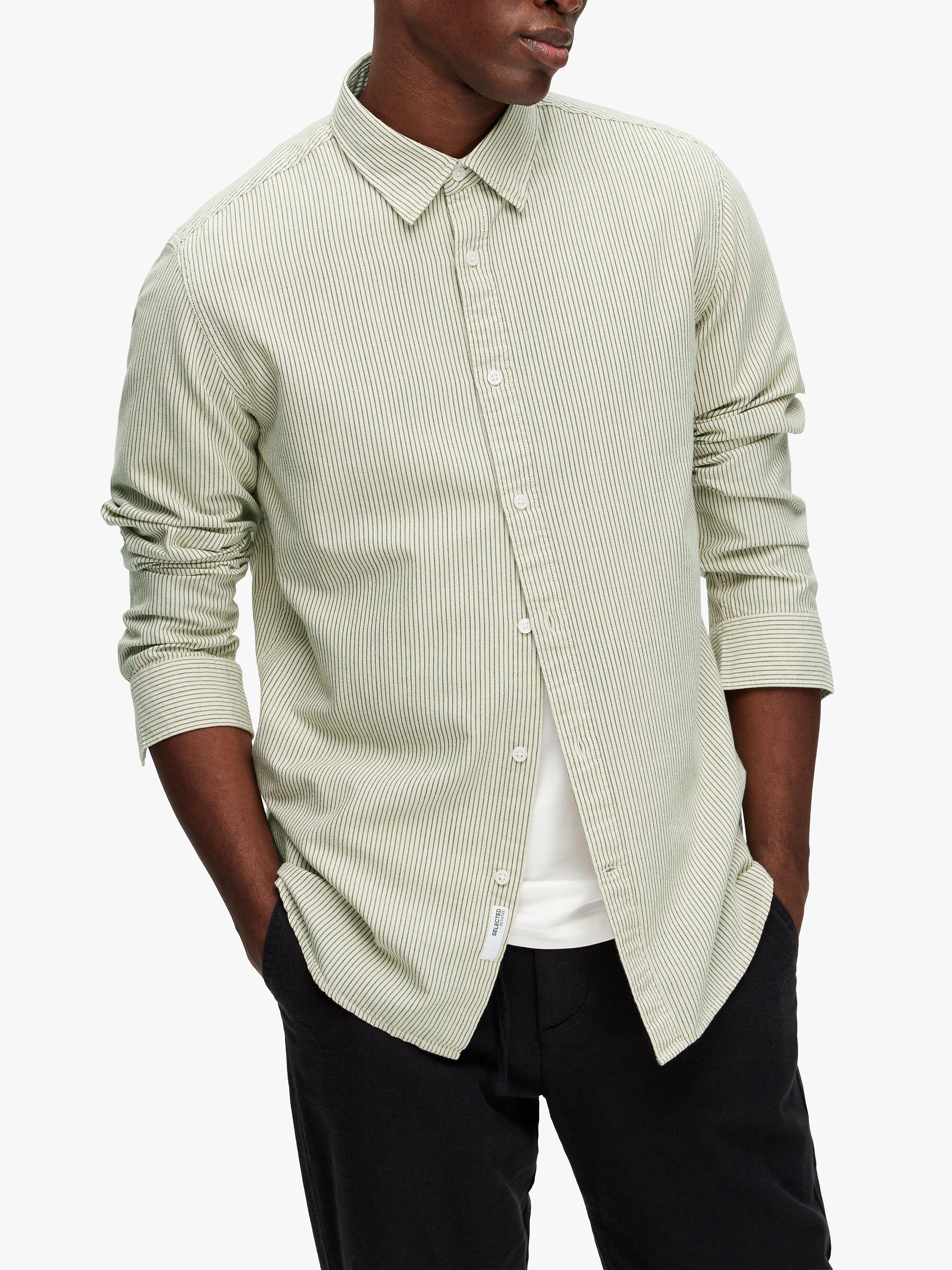 SELECTED HOMME Striped Long Sleeve Shirt, Egret