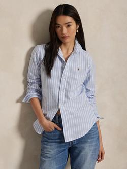 Polo Ralph Lauren Striped Cotton Shirt, Island Blue/White, Island Blue/White