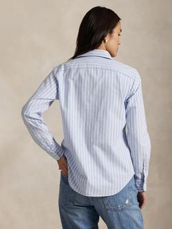 Polo Ralph Lauren Striped Cotton Shirt, Island Blue/White - view 2, Island Blue/White