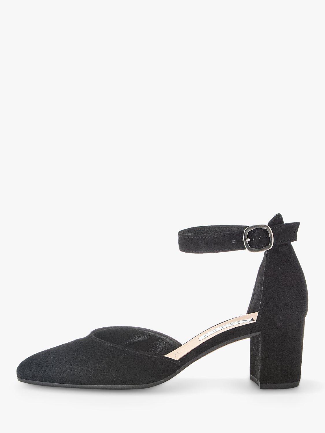 Gabor Gala Suede Ankle Strap Court Shoes, Black