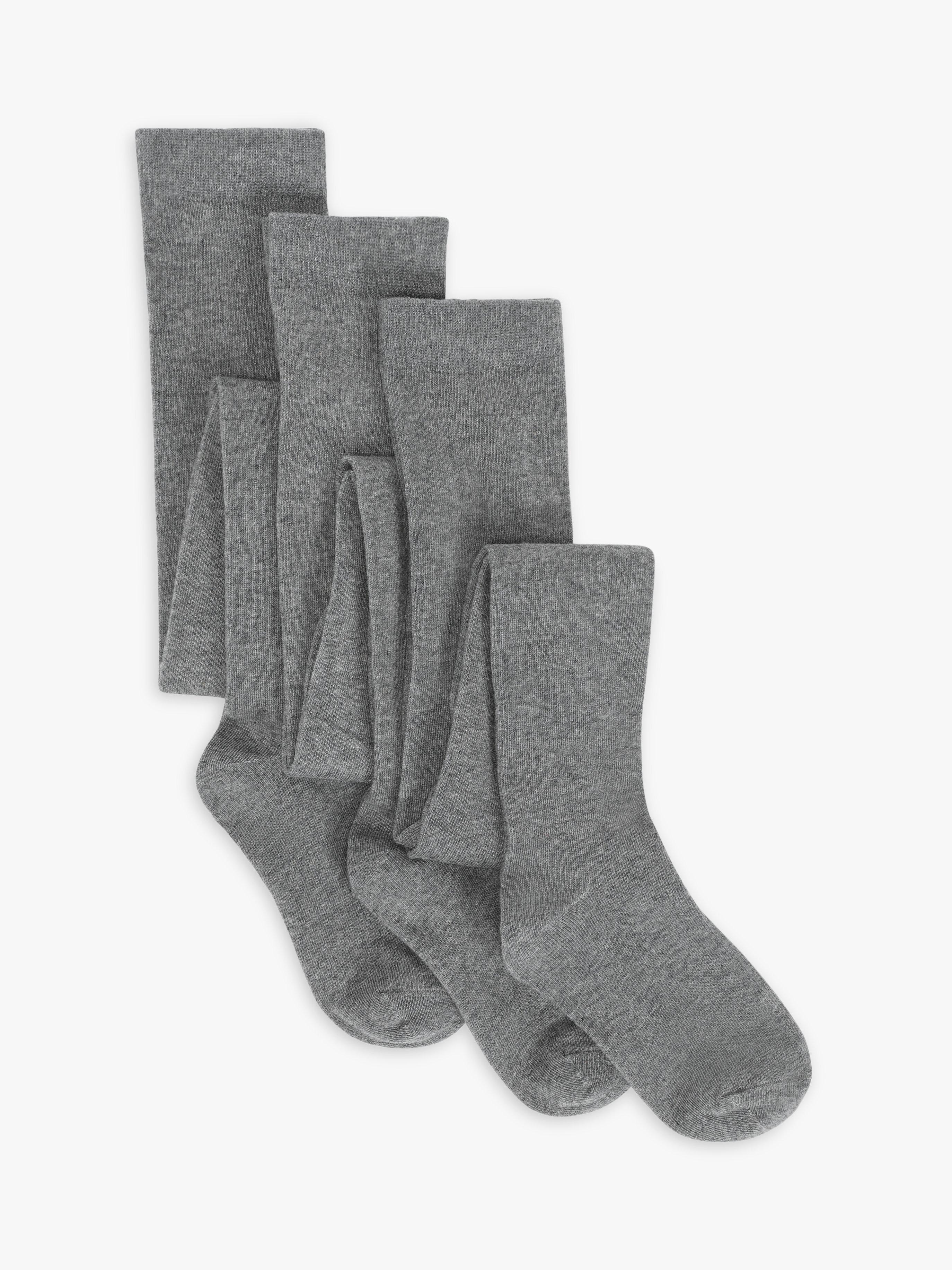 John Lewis ANYDAY Kids' Cotton Rich Tights, Pack of 3, Grey Marl