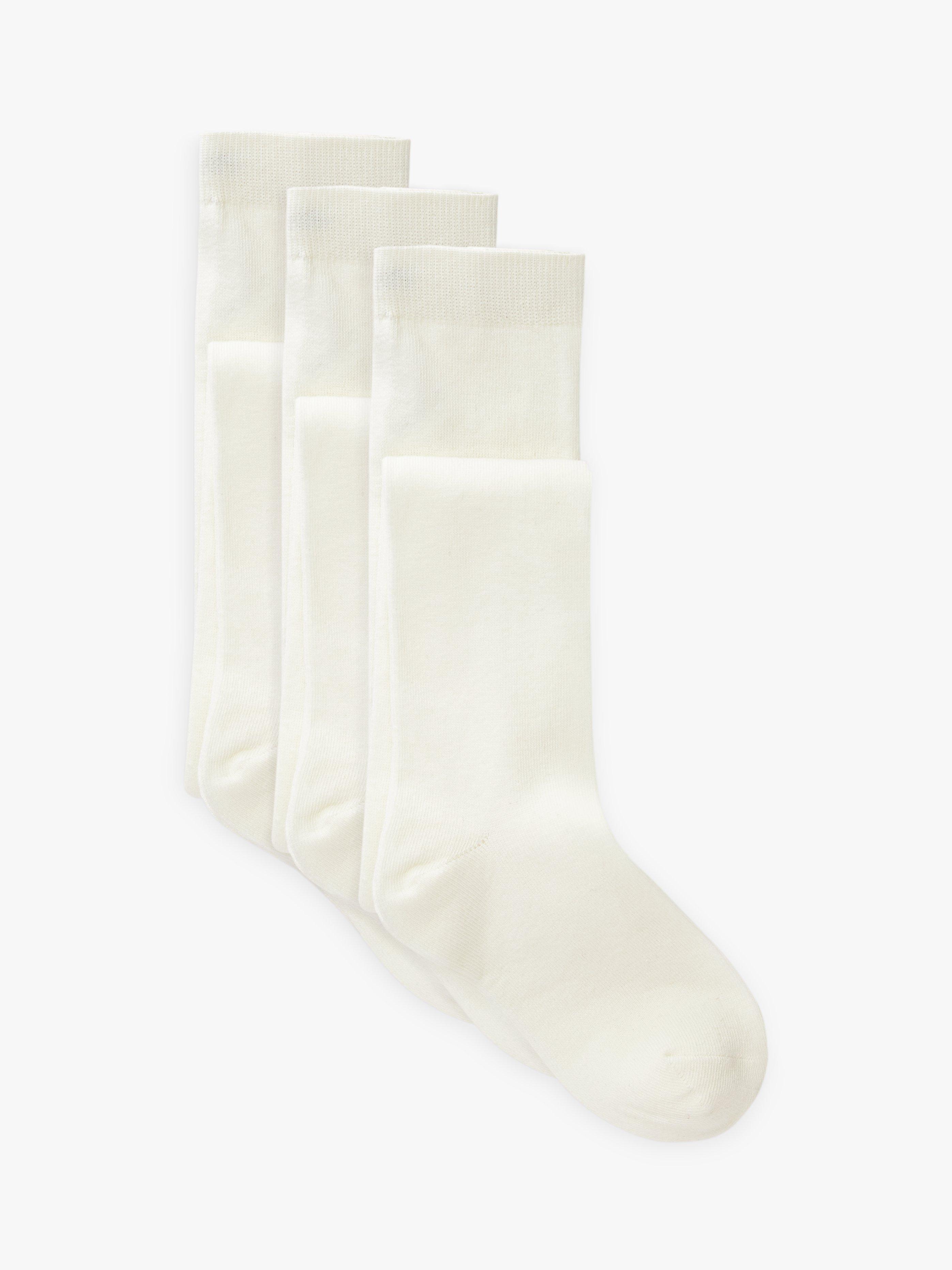 Product image 1 of 2, which shows John Lewis ANYDAY Kids' Cotton Rich Tights, Pack of 3, White, 3-4 years