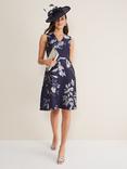 Phase Eight Cassy Floral Jacquard Dress, Navy/Multi