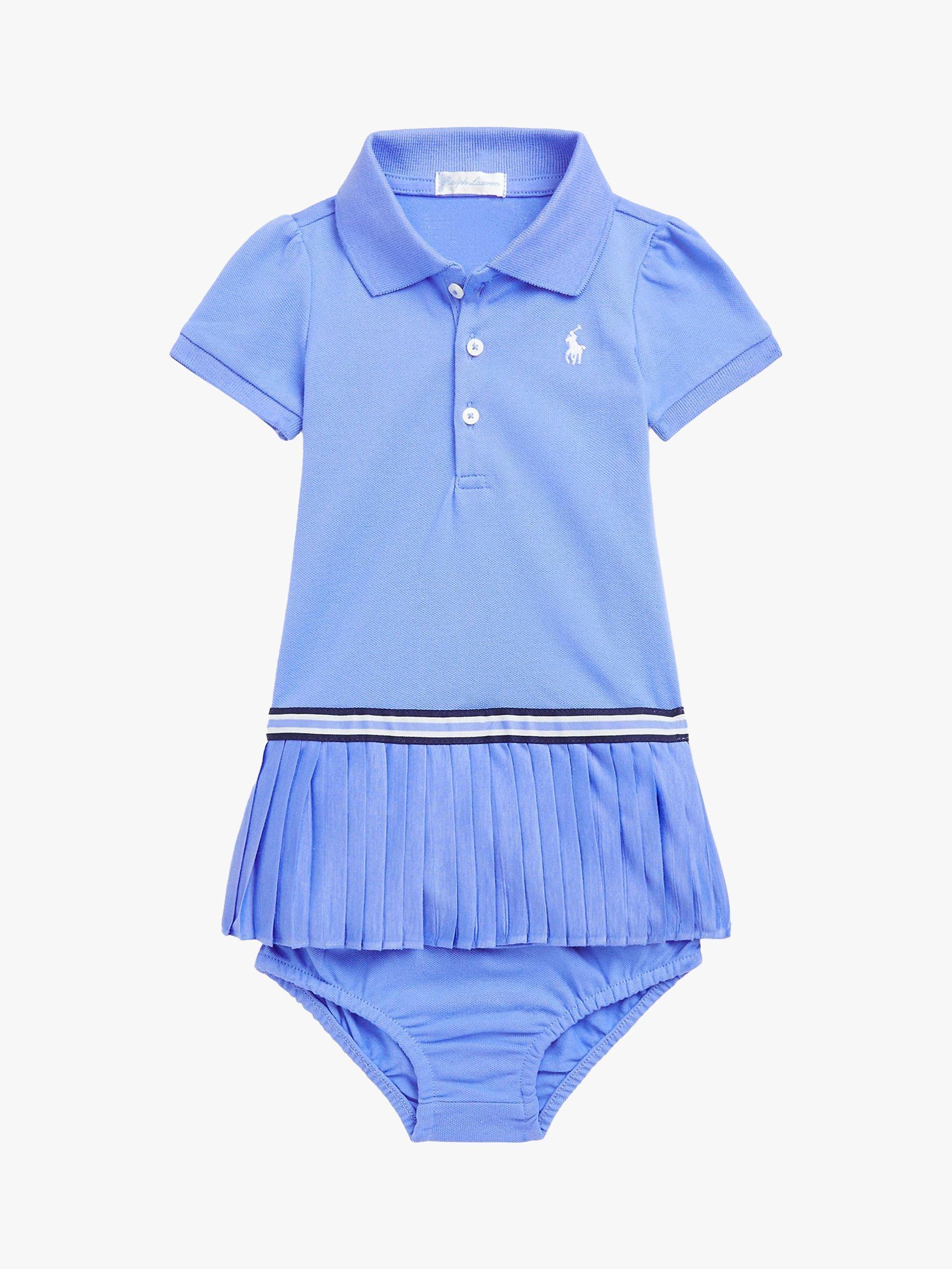 Ralph Lauren Baby Stretch Mesh Pleated Dress and Bloomers Set, Harbour Island Blue