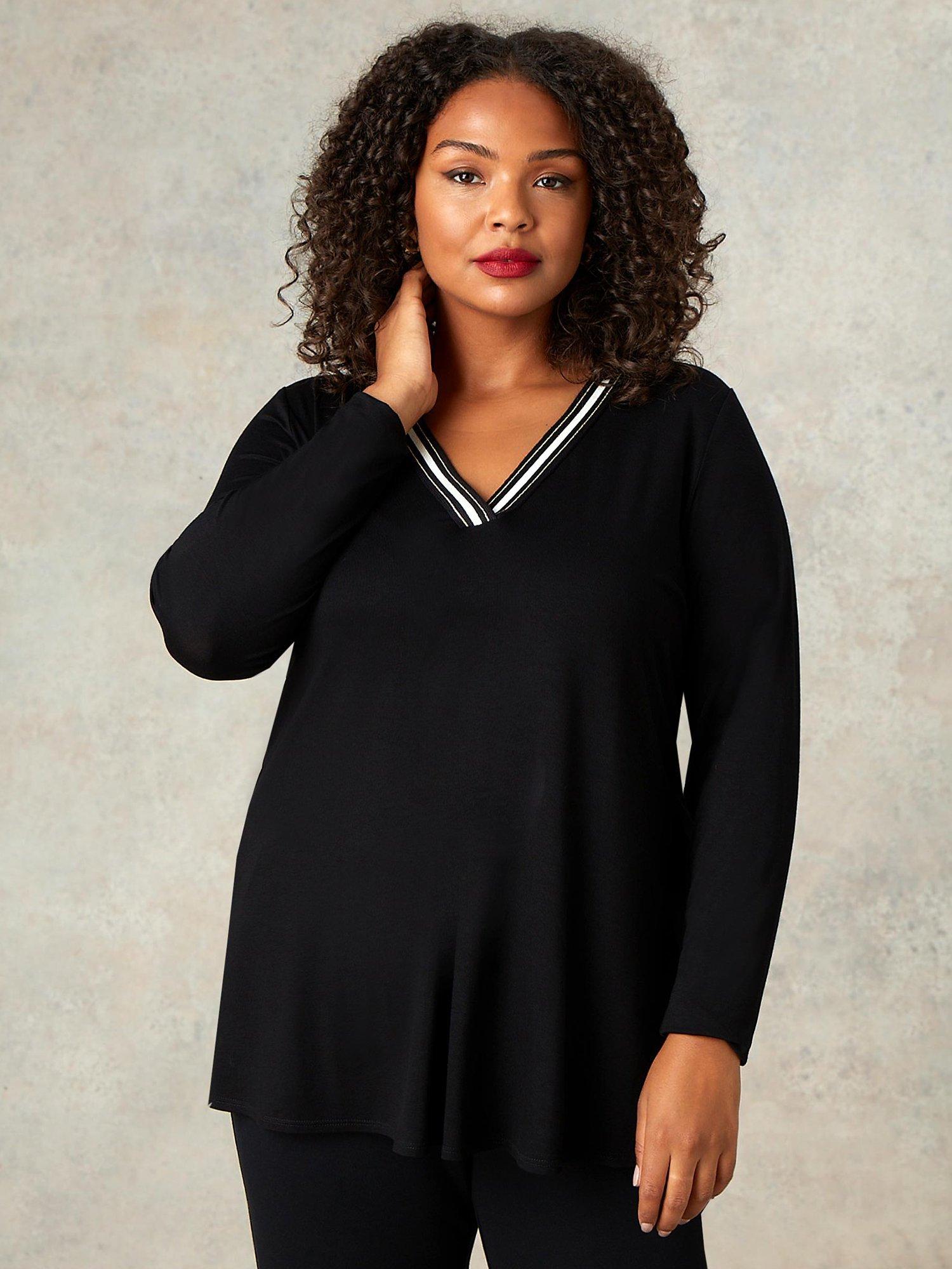 Live Unlimited Curve Stripe Contrast V-Neck Top