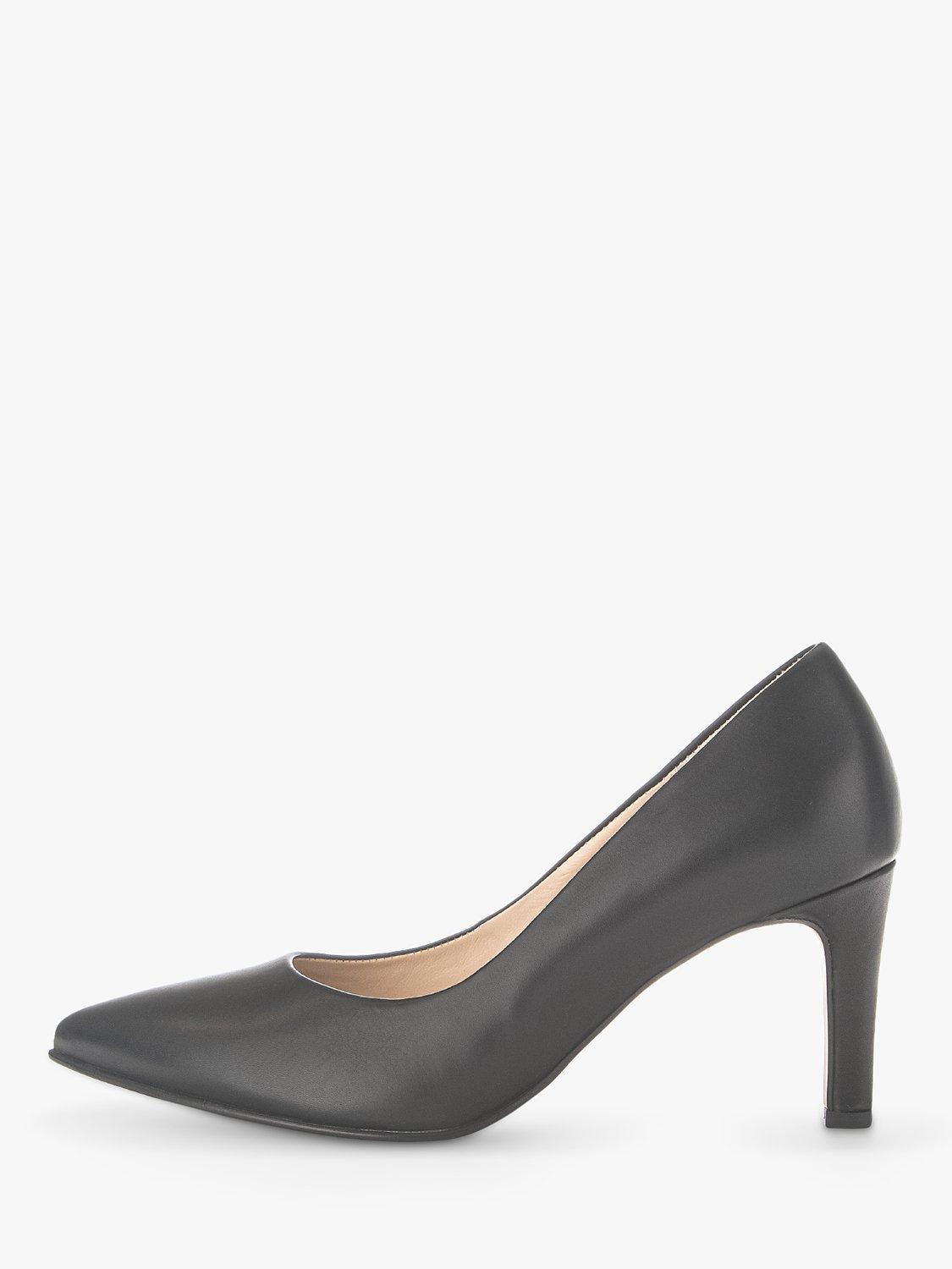Gabor Dane Leather Pointed Toe Court Shoes, Black