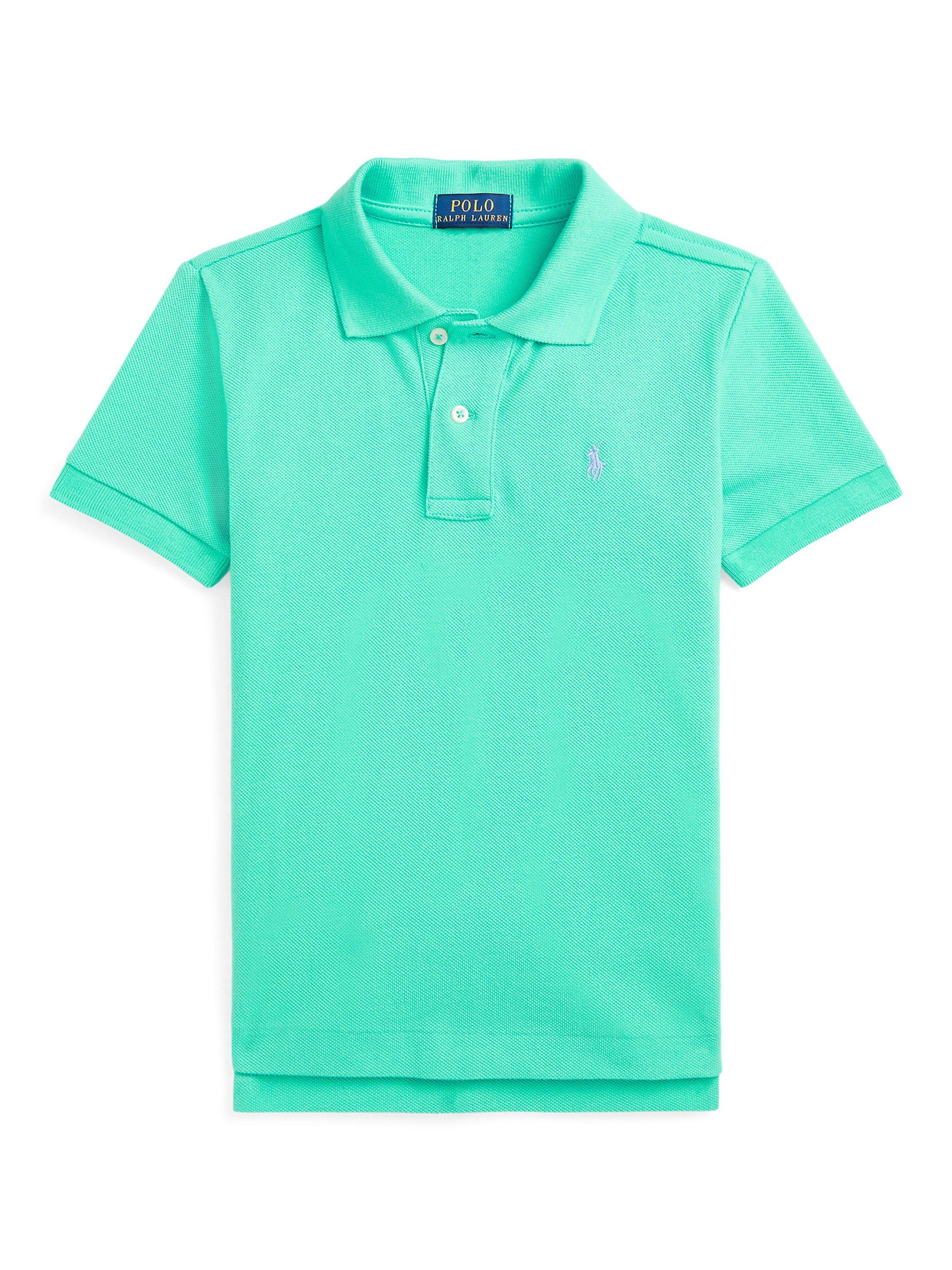 Ralph Lauren Kids' Iconic Mesh Short Sleeve Polo Top, Sunset Green