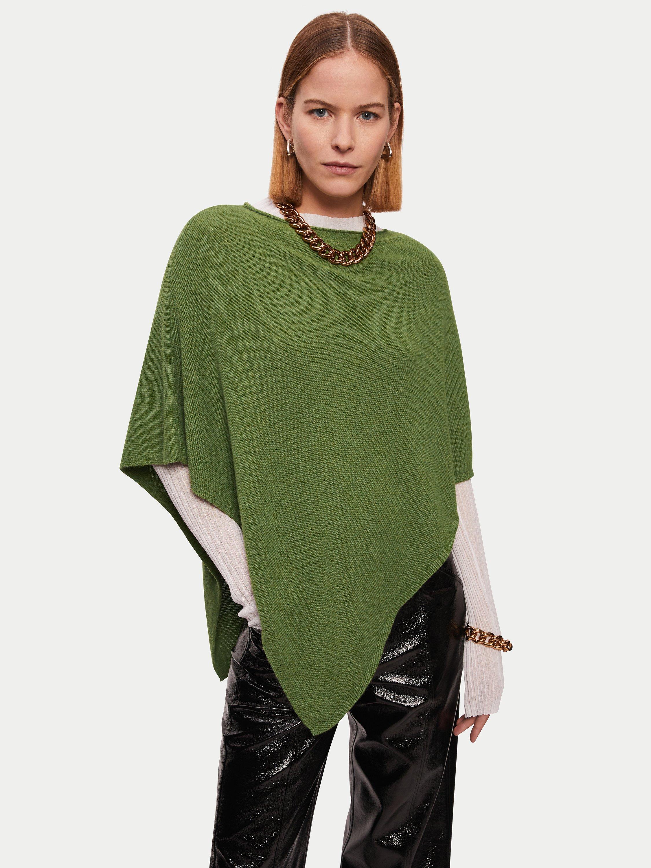 Jigsaw Wool Cashmere Blend Poncho, Leaf Green, One Size