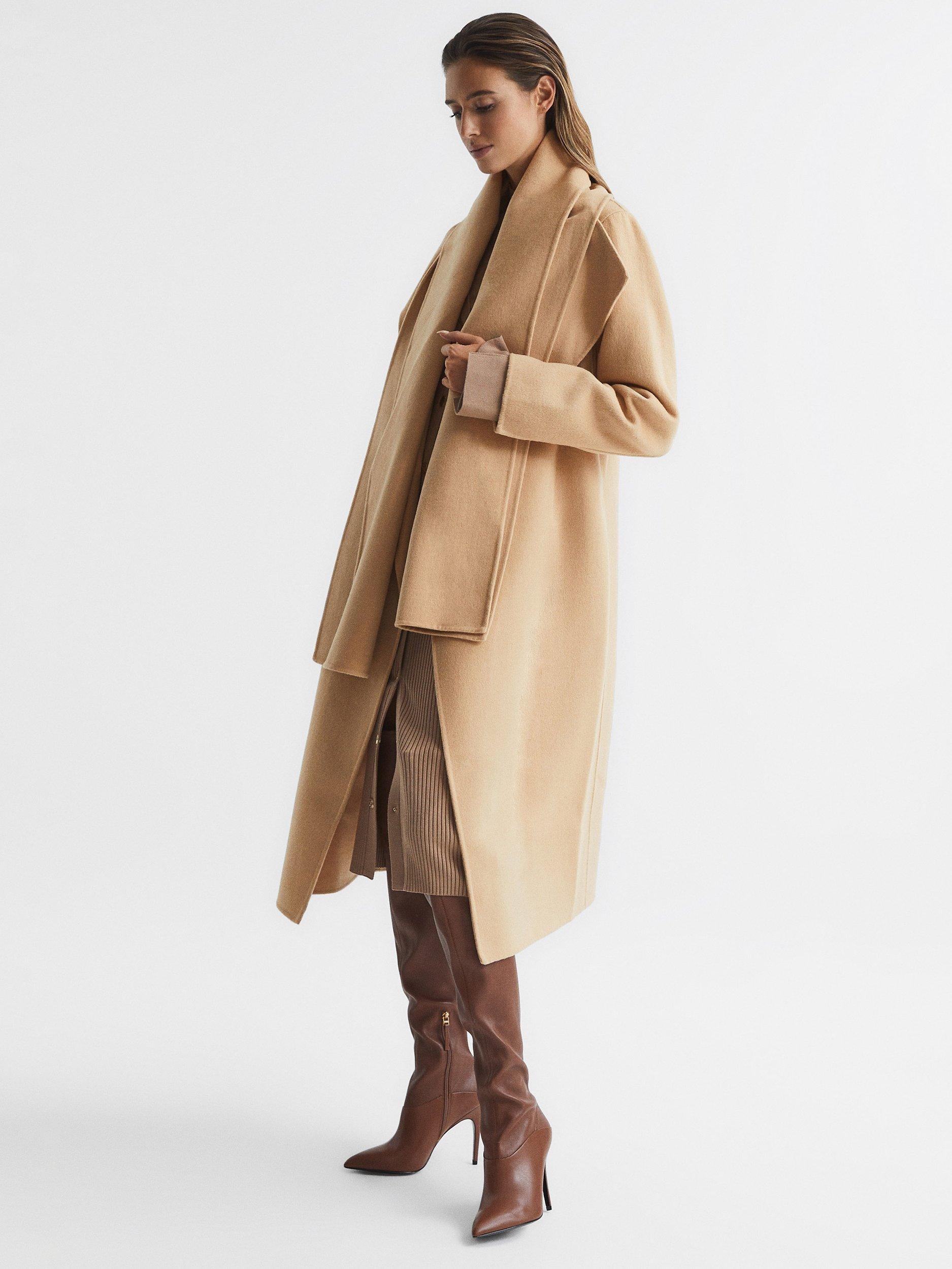 Reiss Valentina Scarf Wool Coat, Buttermilk