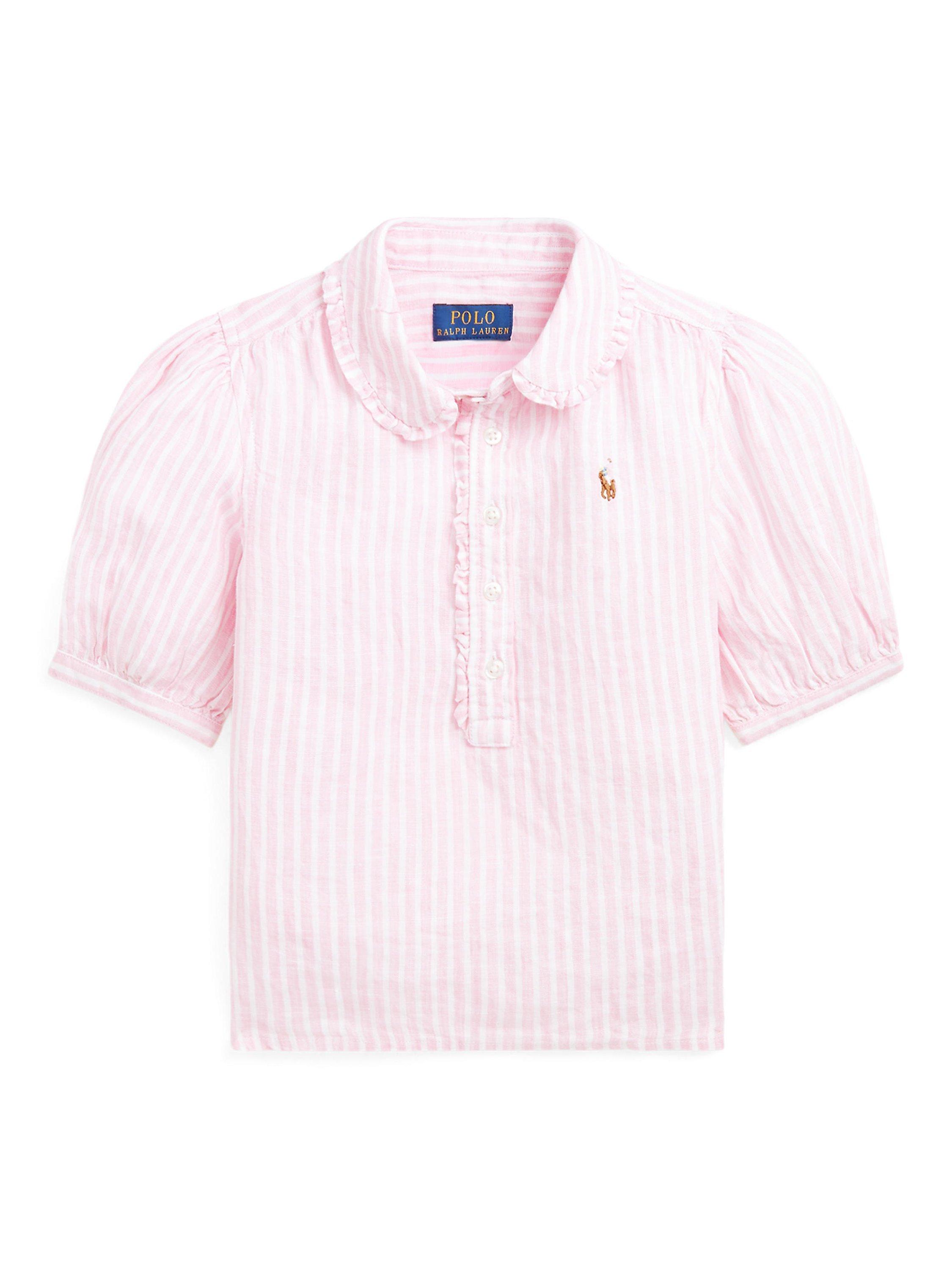 Polo Ralph Lauren Kid's Stripe Shirt, 5137b Pink/Wht