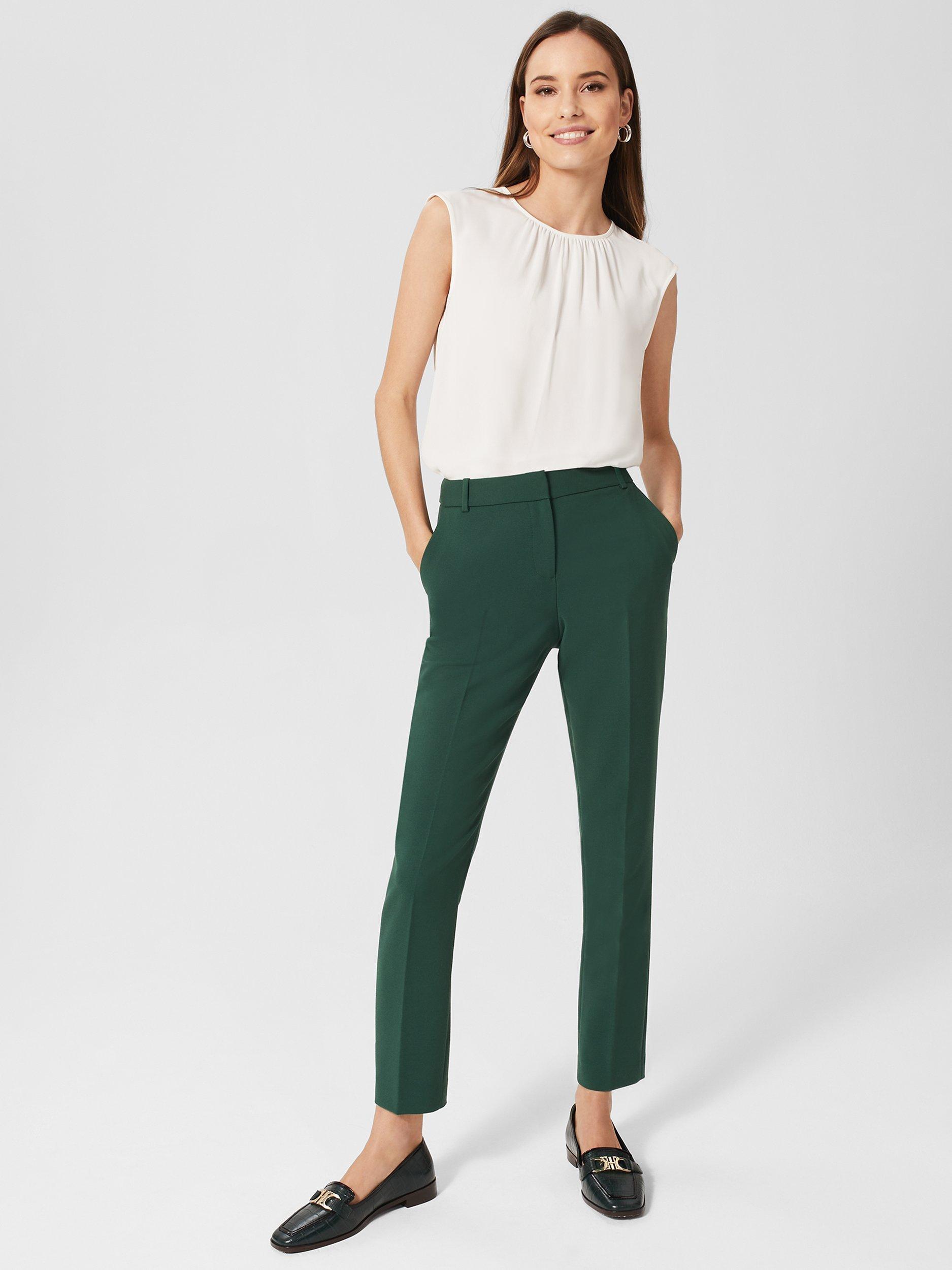 Hobbs Suki Slim Trousers, Rich Sage Green