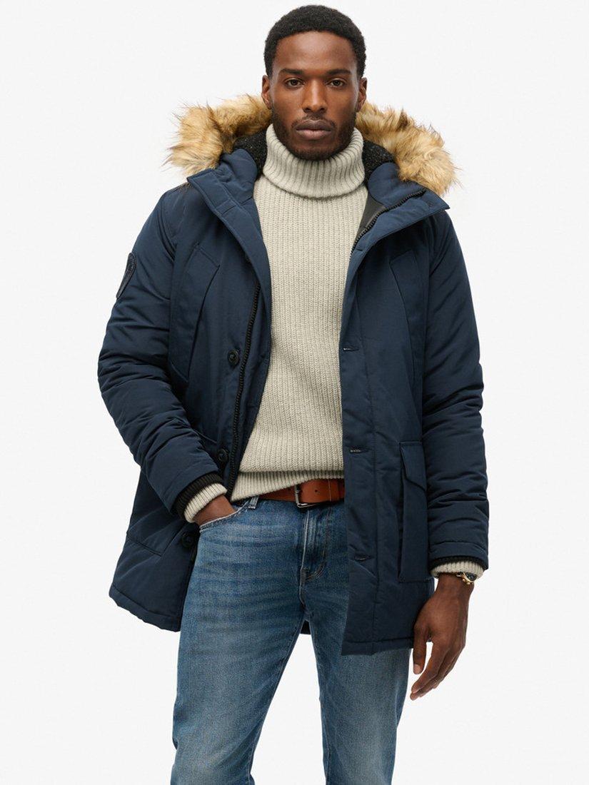 Superdry Hooded Everest Faux Fur Parka Nordic Chrome Navy